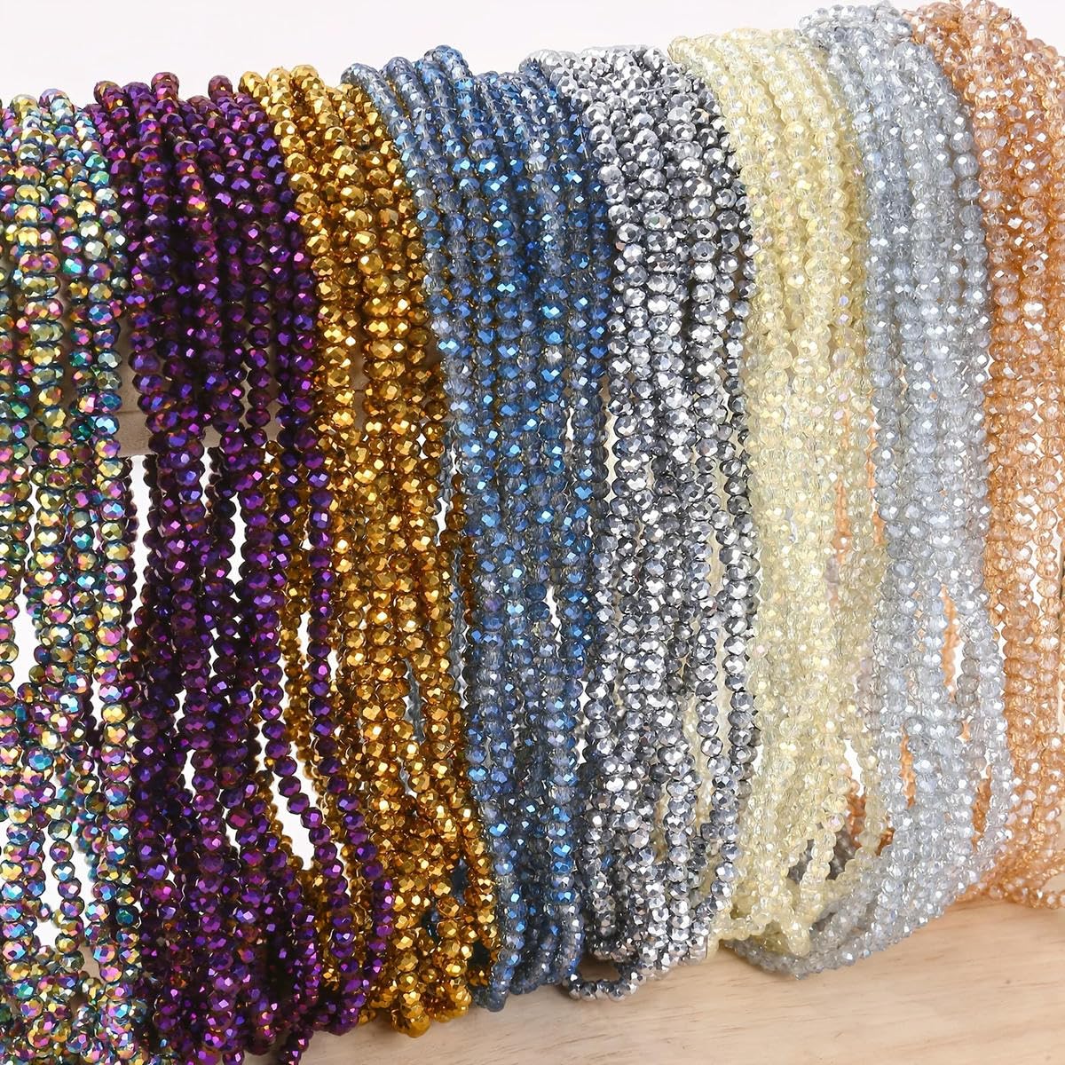 1000 Perline Di Cristallo 4mm Per Creazione Gioielli Fai Da Te | Kit Perline Sfaccettate Con Scatola, 10 Colori