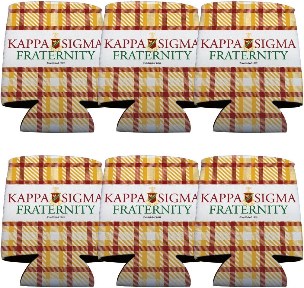VictoryStore Can and Beverage Coolers - Kappa Sigma, Plaid Design, Set of 6