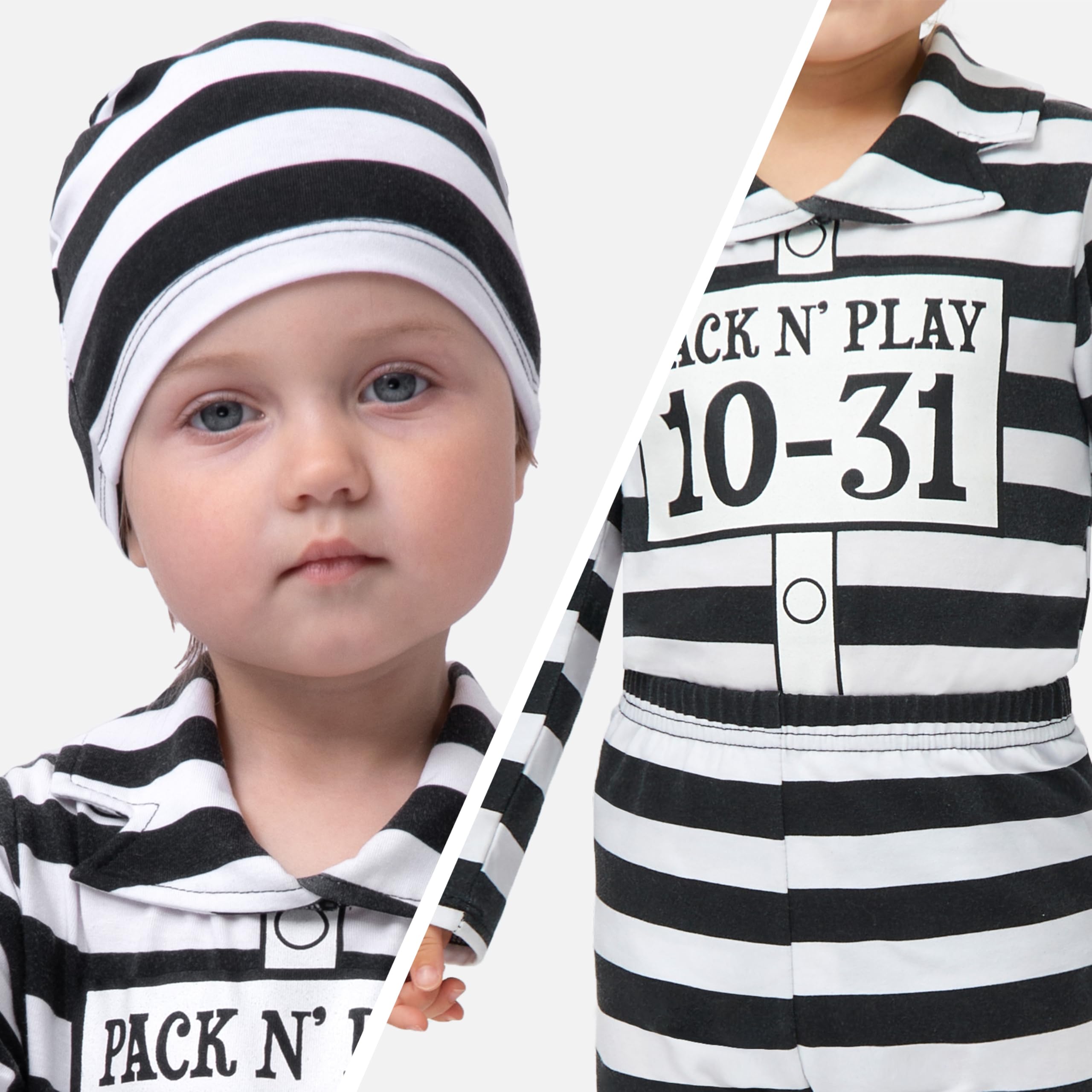 Spooktacular Creations Prisoner Costume for Baby and Toddler, Halloween Baby Jail Costume for Halloween Costume Cosplay Parties(12-18 Months) - Image 4