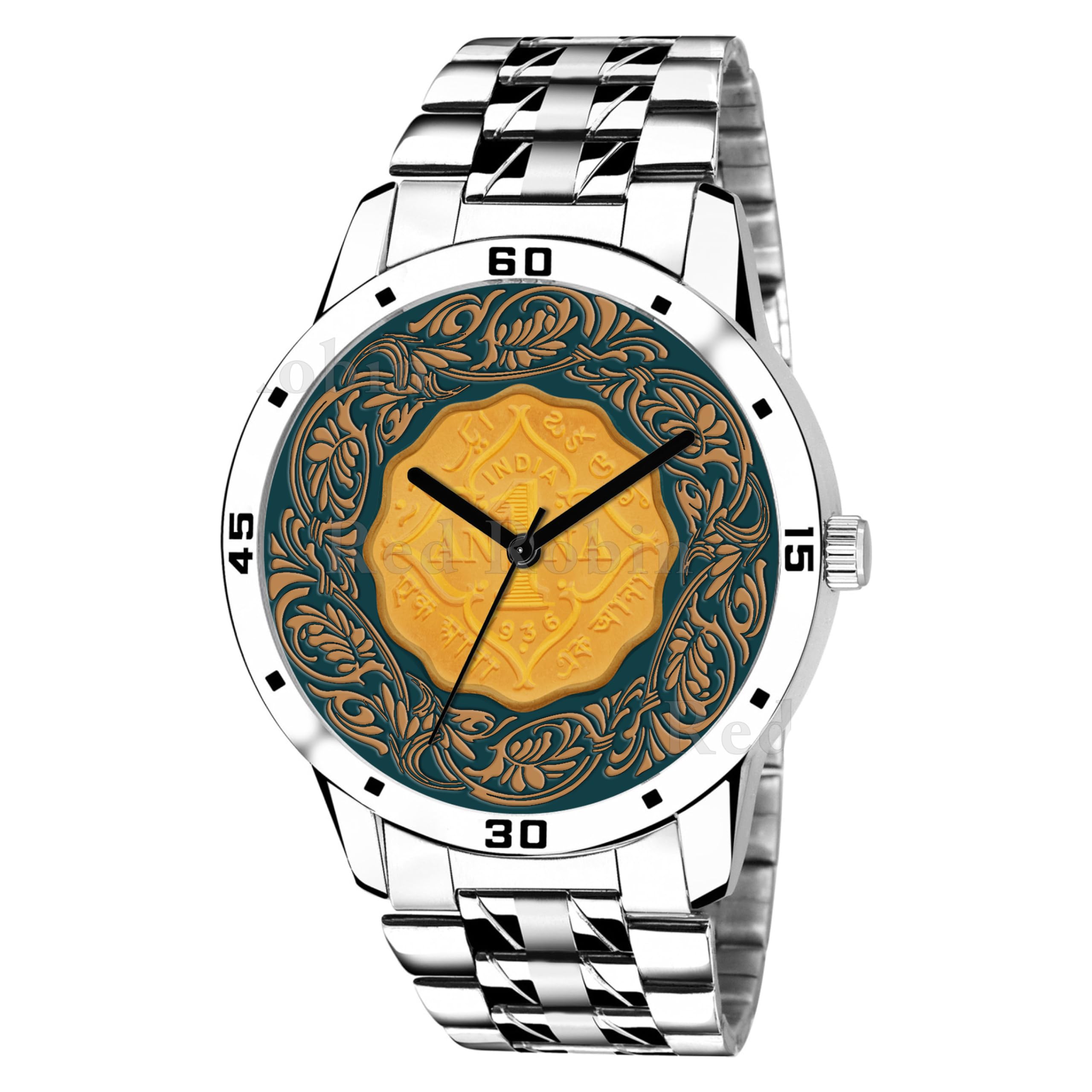 Talgo Analog Jaipur Watch Coin Design Multicolour Dial Stylish Silver Stainless Steel Strap Wrist Watch for Men and Boys, Pack of 1 - J1-AVO-SIL-STL (B0CSWSFM6Q) Amazon Price History, Amazon Price Tracker