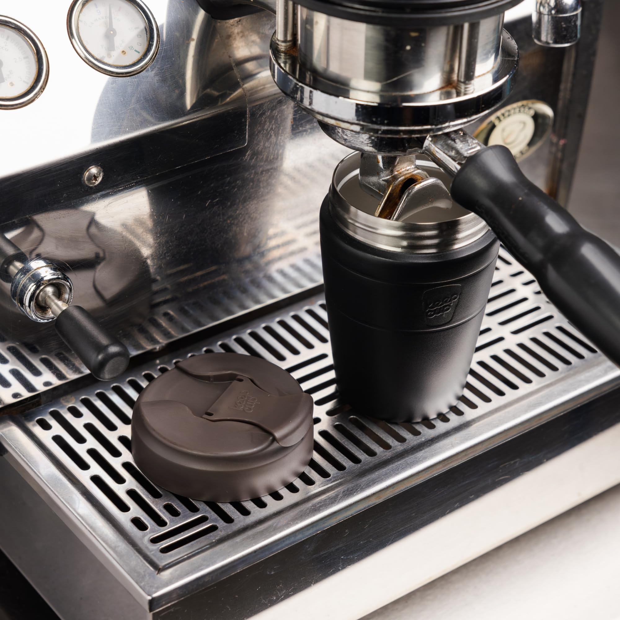 KeepCup Commuter - Tazza da viaggio isolata in acciaio inox, riutilizzabile, con coperchio ribaltabile, 227 ml, colore: cioccolato