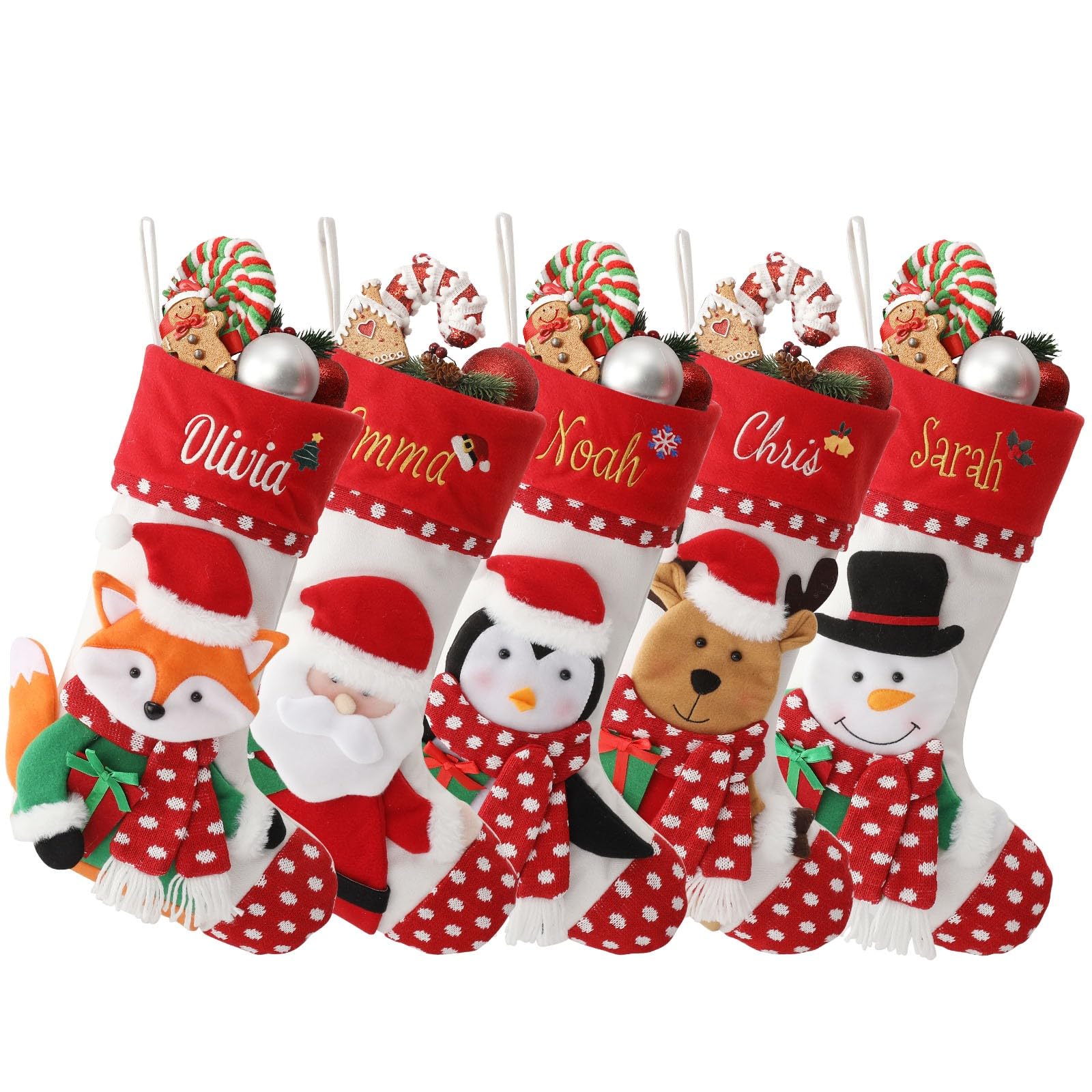 Sleeleece Personalised Christmas Stockings,Lettered Embroidered 3D Plush Xmas Stockings with Name,18" Large Personalised Christmas Stocking for Family,Hanging Socks Ornaments for Kids Adults