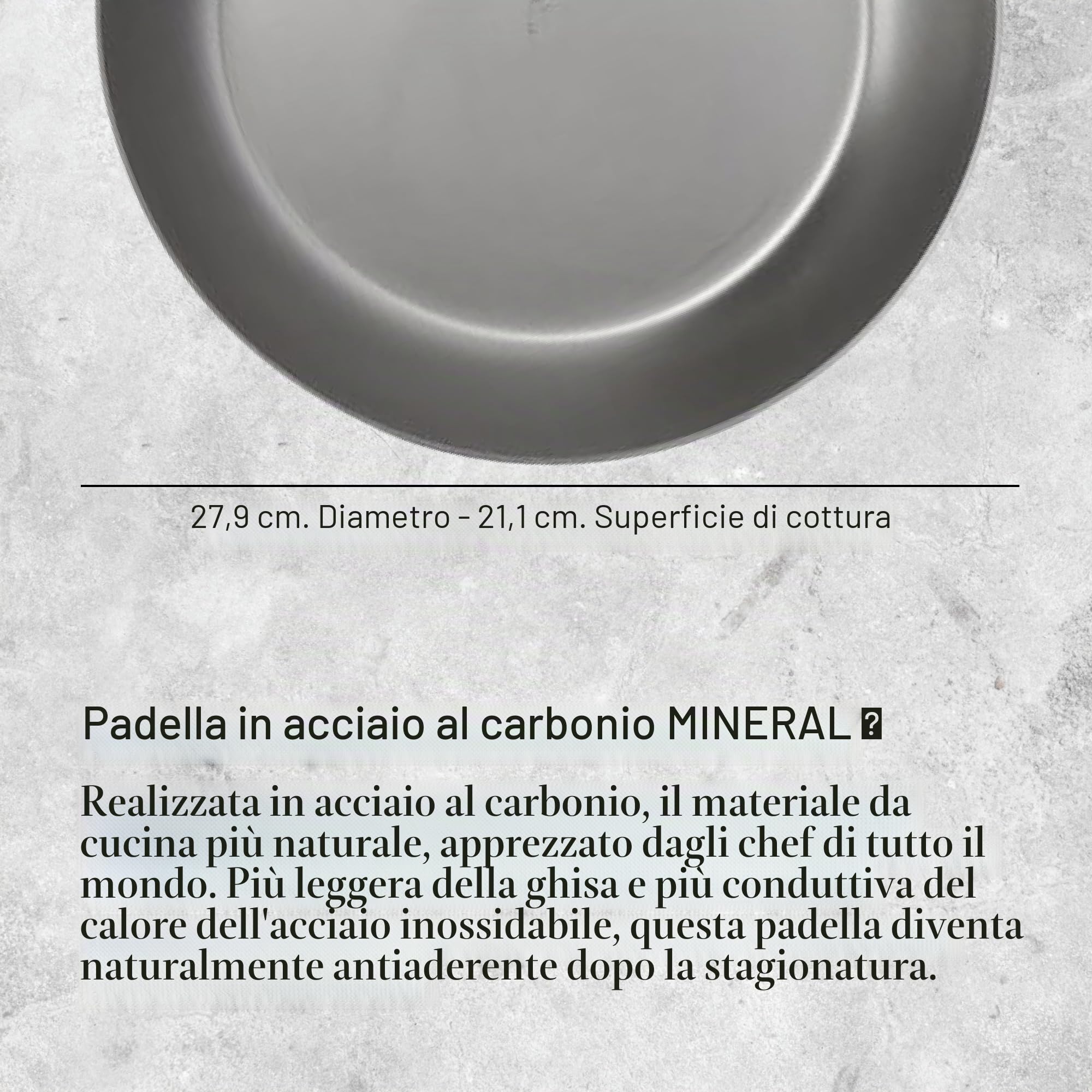 De Buyer Padella tonda Mineral B Pro con manico, diam 28 cm, 5680.28