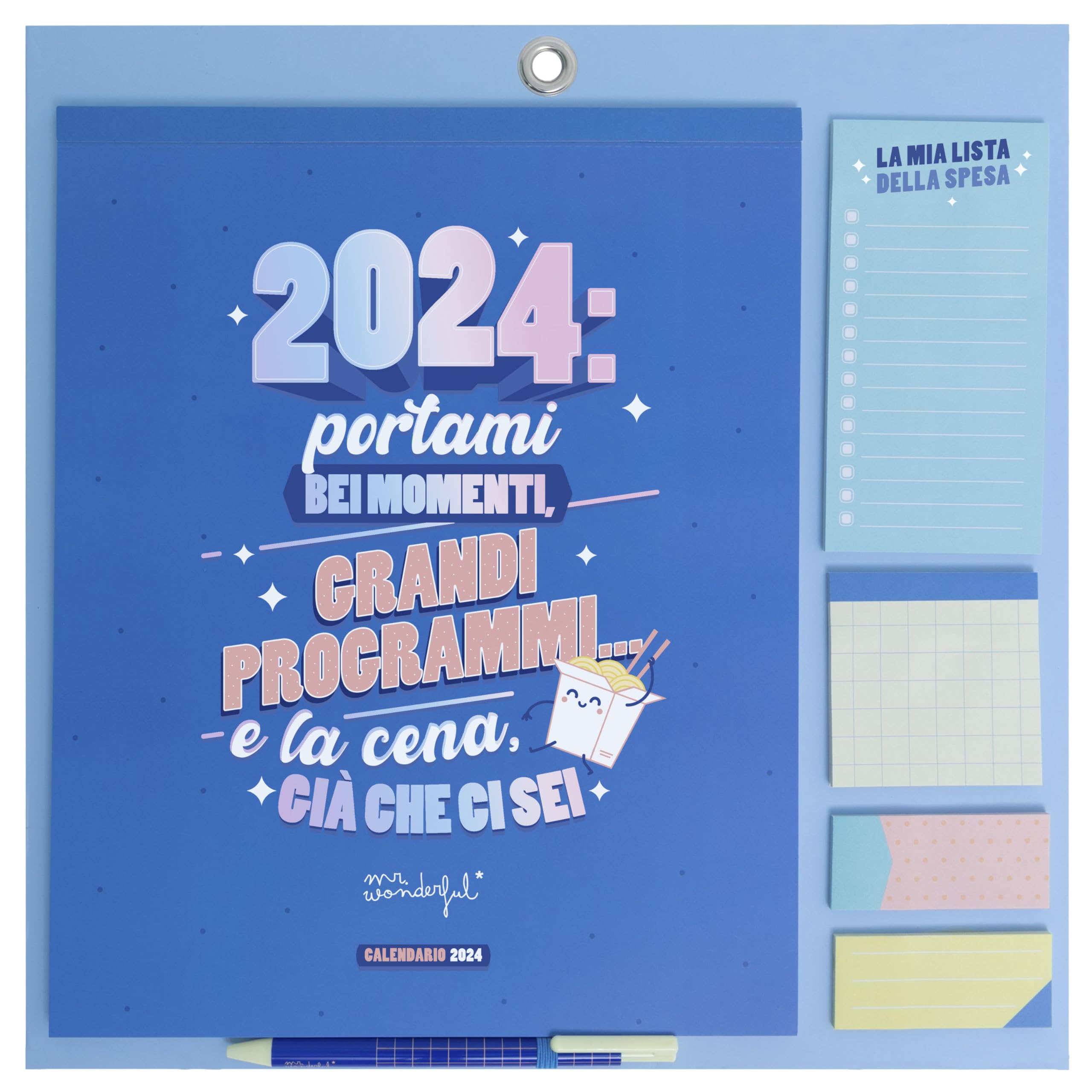 Mr.Wonderful Magnetic Wall Calendar 2024 Blue - Bring me good moments, big plans... and dinner, … 34 x 35 x 0.5