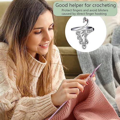 Miniatura 3 de 9 anillos de ganchillo  Anillo de tensión de ganchillo ajustable, guía de hilo de dedo, anillos de tensión para tejer, anillo de compañero de