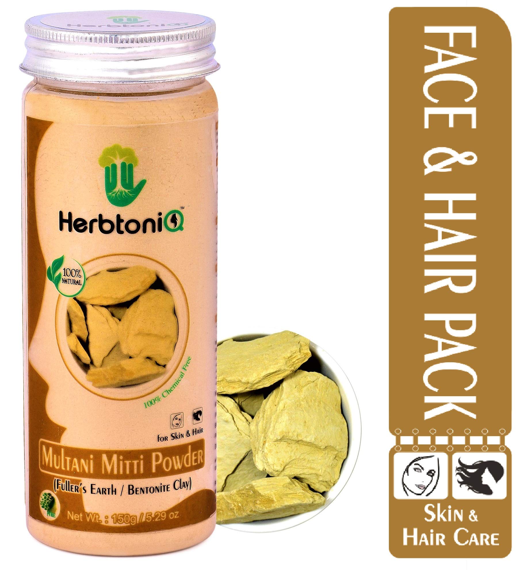 HERBTONIQNatural Multani Mitti Powder for Face Pack and Hair Pack (150g)
