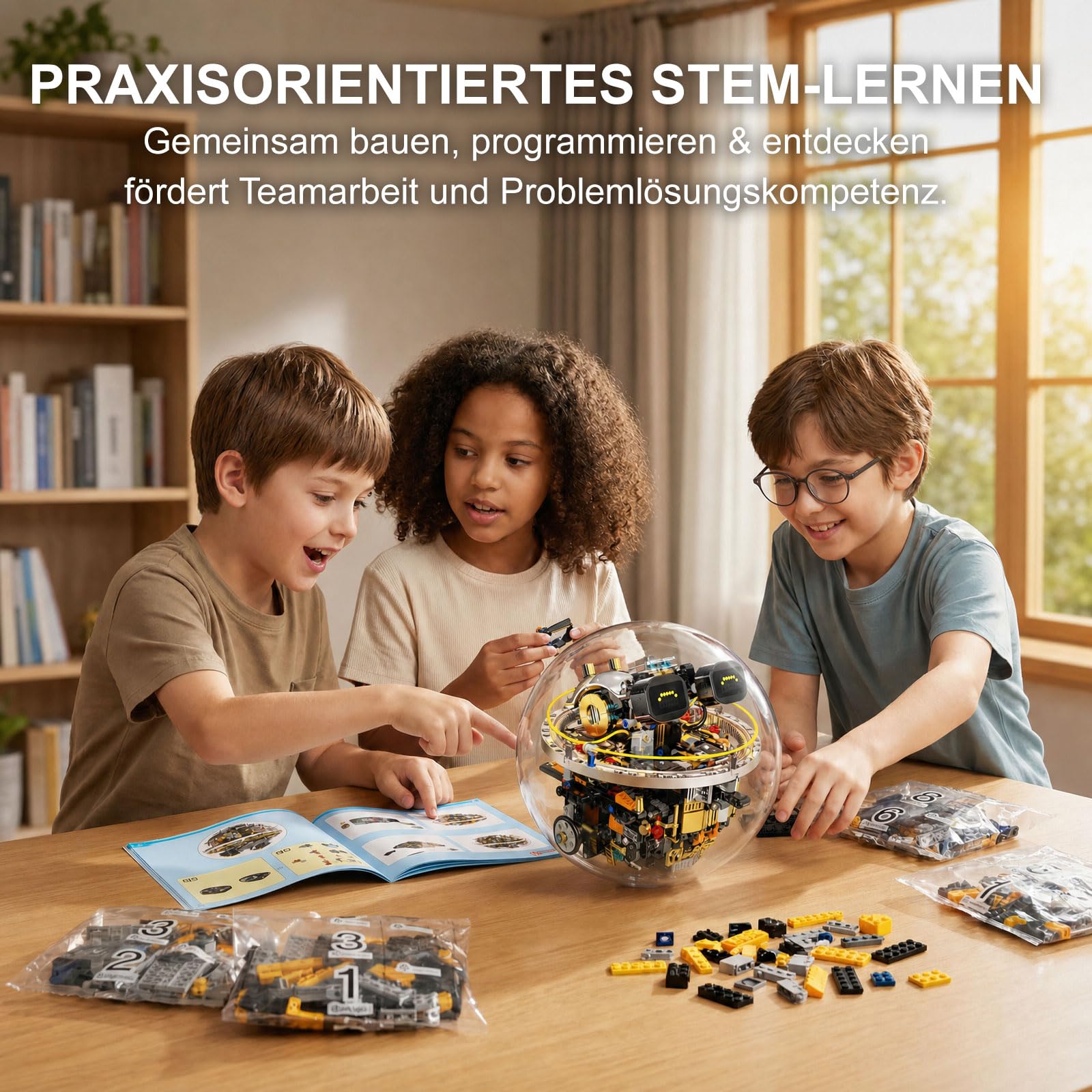 Roboter Bausatz ab 8 Jahren, Programmierbarer STEM Roboter, 804 Teile Technik Spielzeug, APP & RC Steuerung, Sphärischer RC Roboter für Kinder, 17 LED Ausdrücke, Lernspielzeug