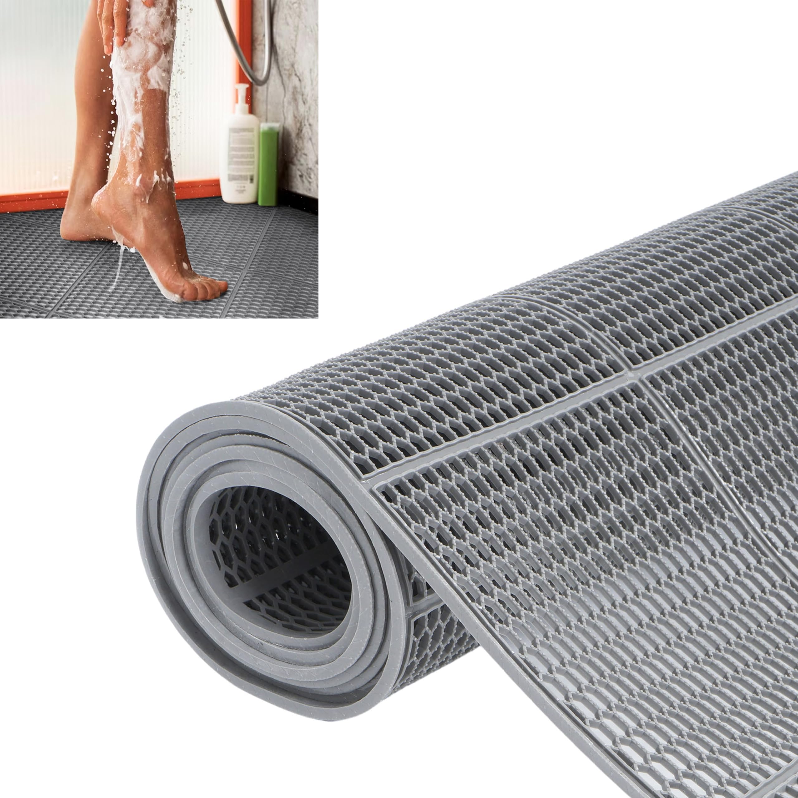 MYOYAY Alfombrilla de drenaje de 4 mm de grosor, 90 x 300 cm, antideslizante, alfombrilla de ducha comercial, alfombrilla de drenaje de malla de PVC, perforada, alfombrilla hueca de goma para cocina
