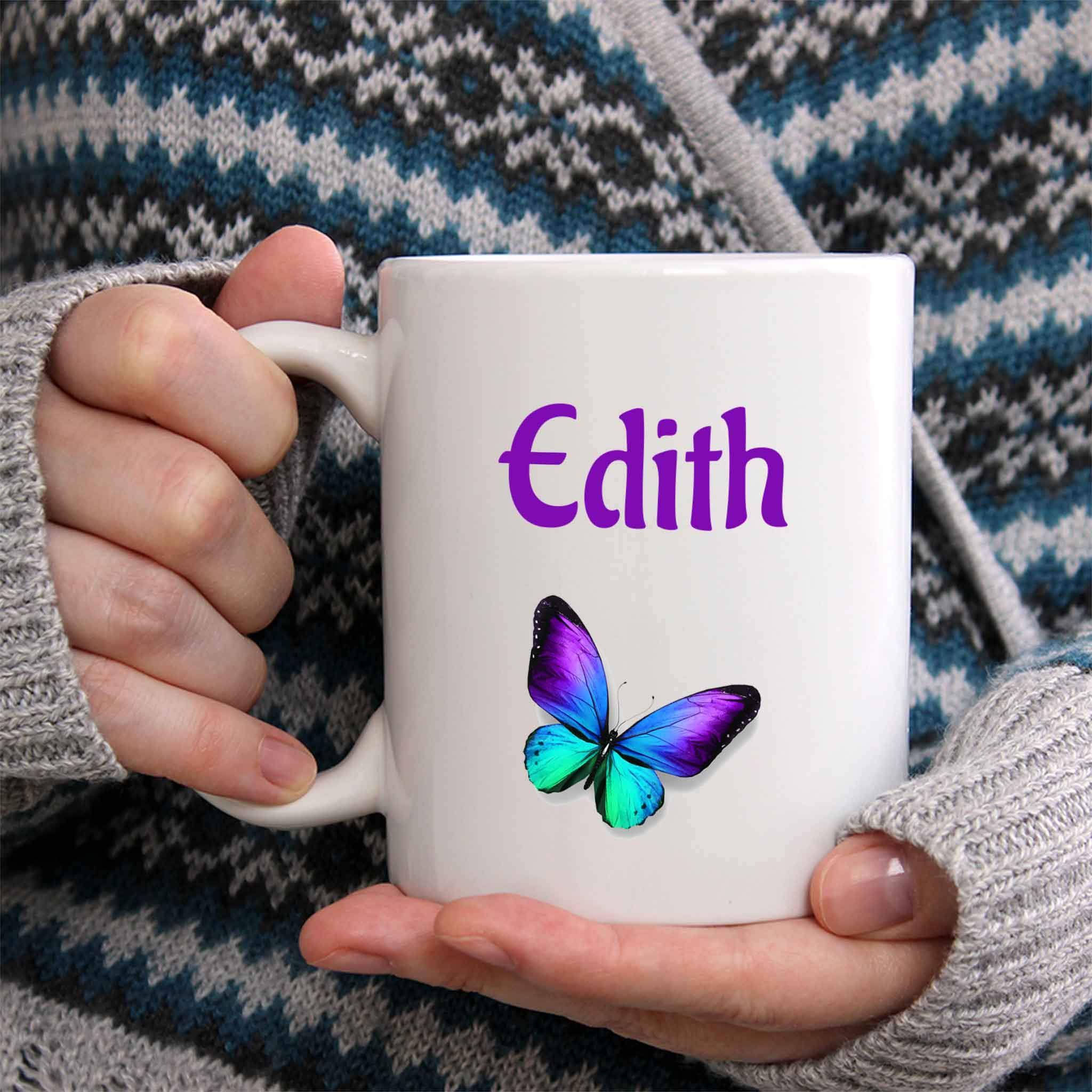 Amazon.com: Edith Coffee Mug - Personalized Butterfly Ceramic Cup