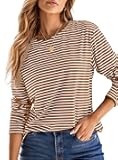 Women's Casual Striped Long Sleeve Tops Crew Neck Knit Basic T Shirts