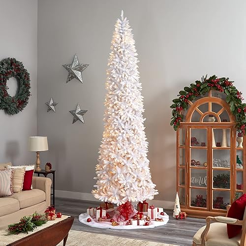 Miniatura 3 de Nearly Natural 12ft. Slim White Artificial Christmas Tree with 1100 Warm White LED Lights and 3235 Bendable Branches