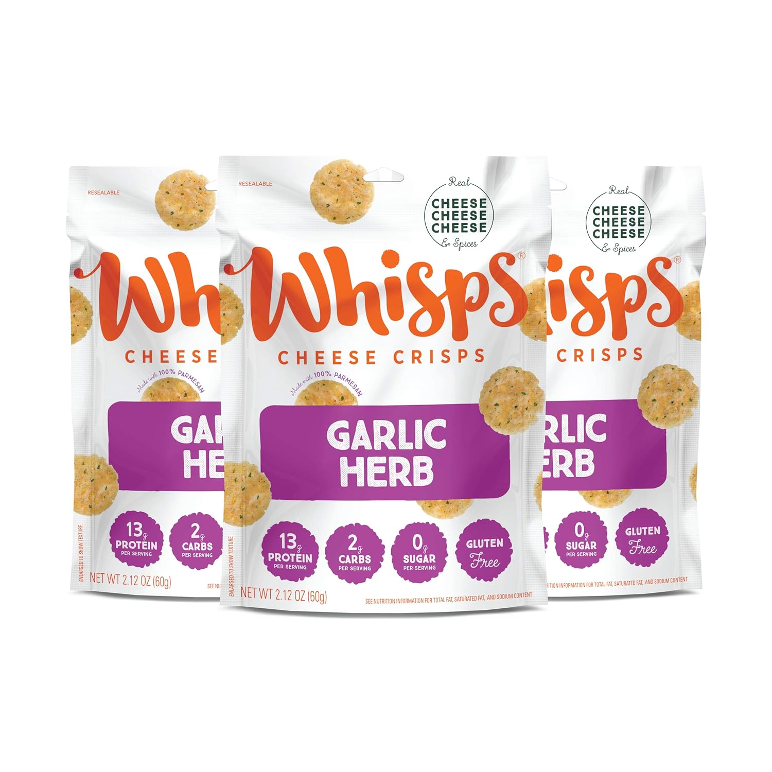 Whisps Cheese Crisps Garlic Herb Cheese Snacks, Keto