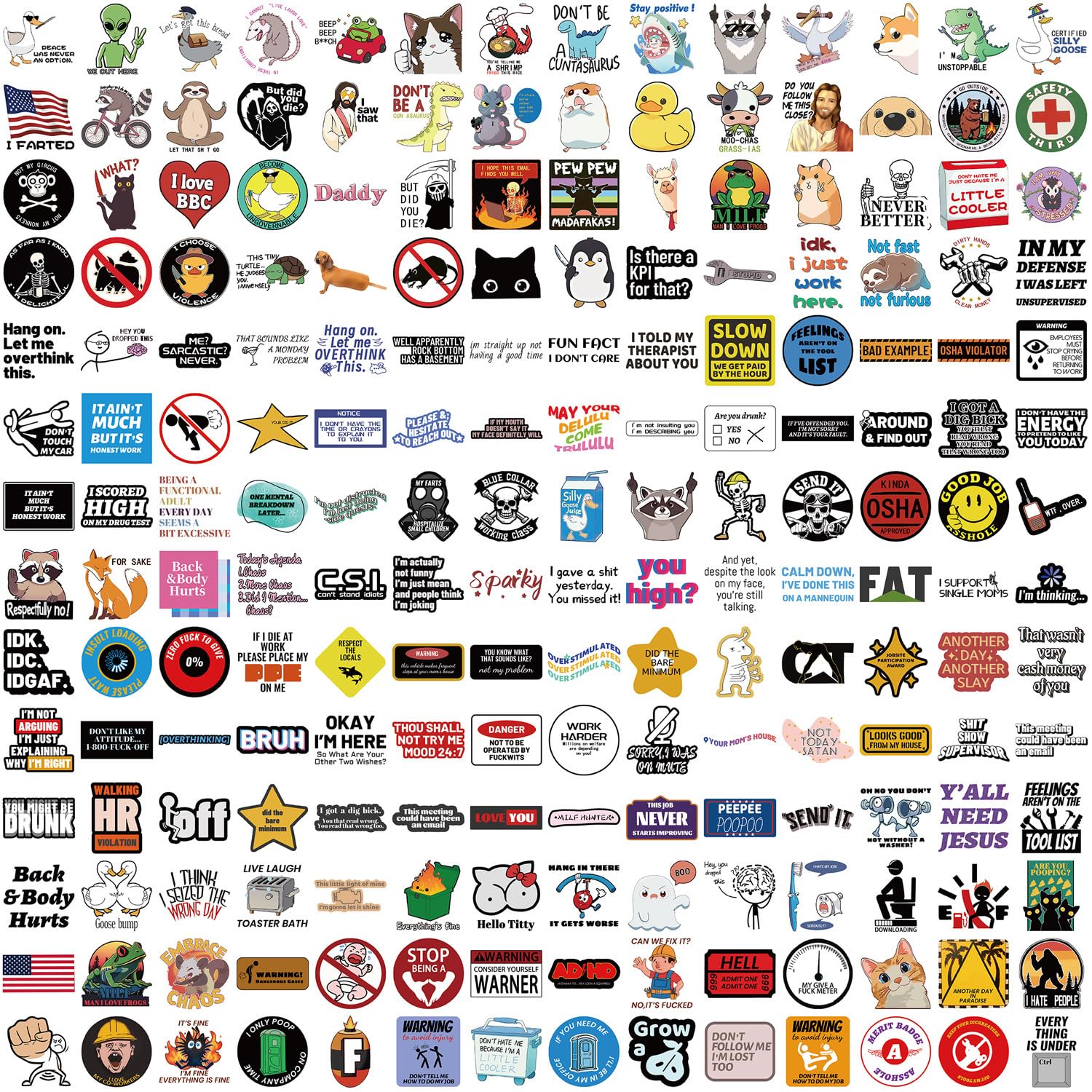200 Pcs Funny Stickers for Adults - Waterproof Meme Sticker Pack for Water Bottles Laptop & Hard Hats, 200pcs Funny Stickers, 2-3.2inch - Image 3