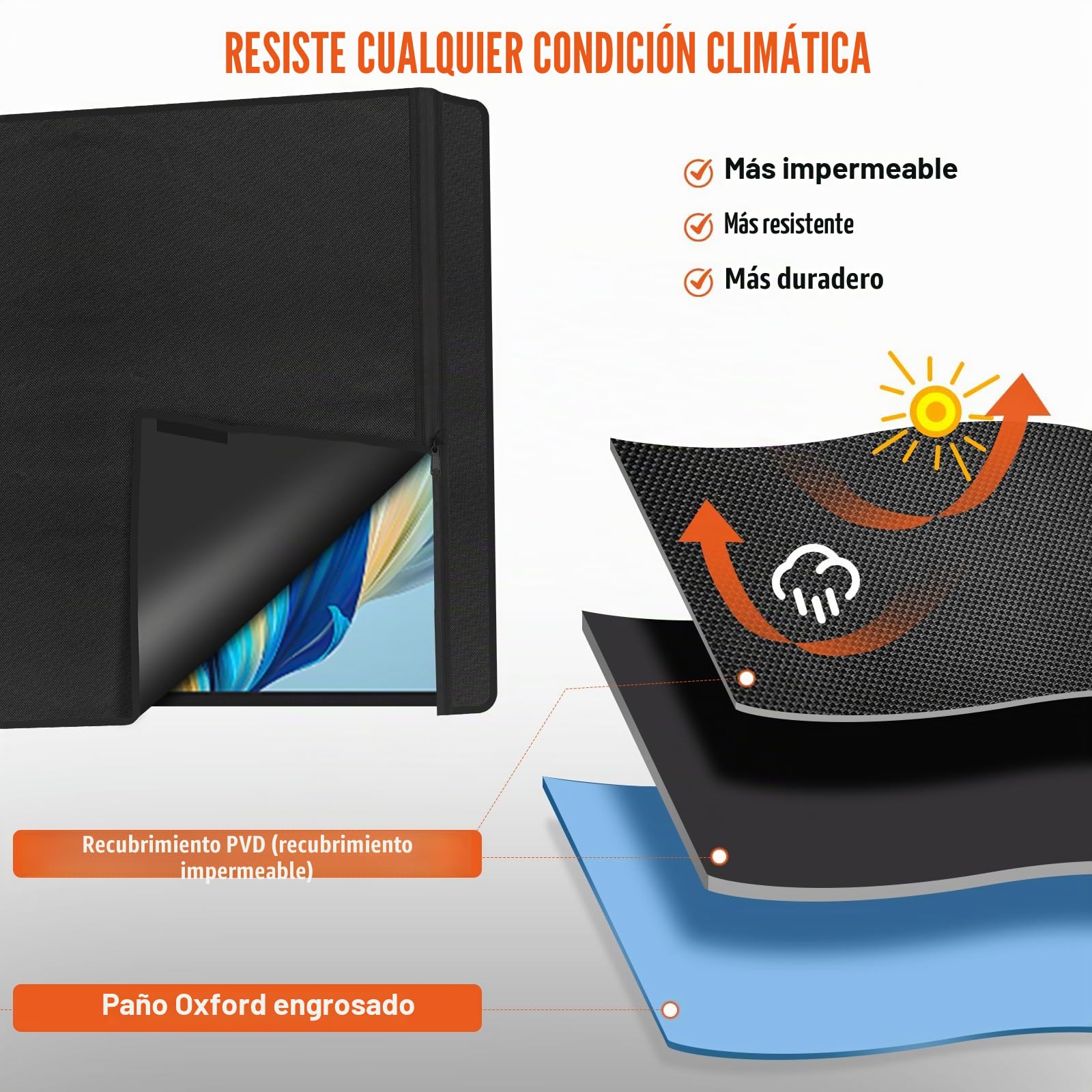 Housse de Protection pour TV d'Extérieur, Protections Écrans TV de 52 à 55 Pouces, en Tissu Oxford 600D, Étanche, Anti-Poussière, Résistante aux Intempéries, Compatible avec Supports Standards