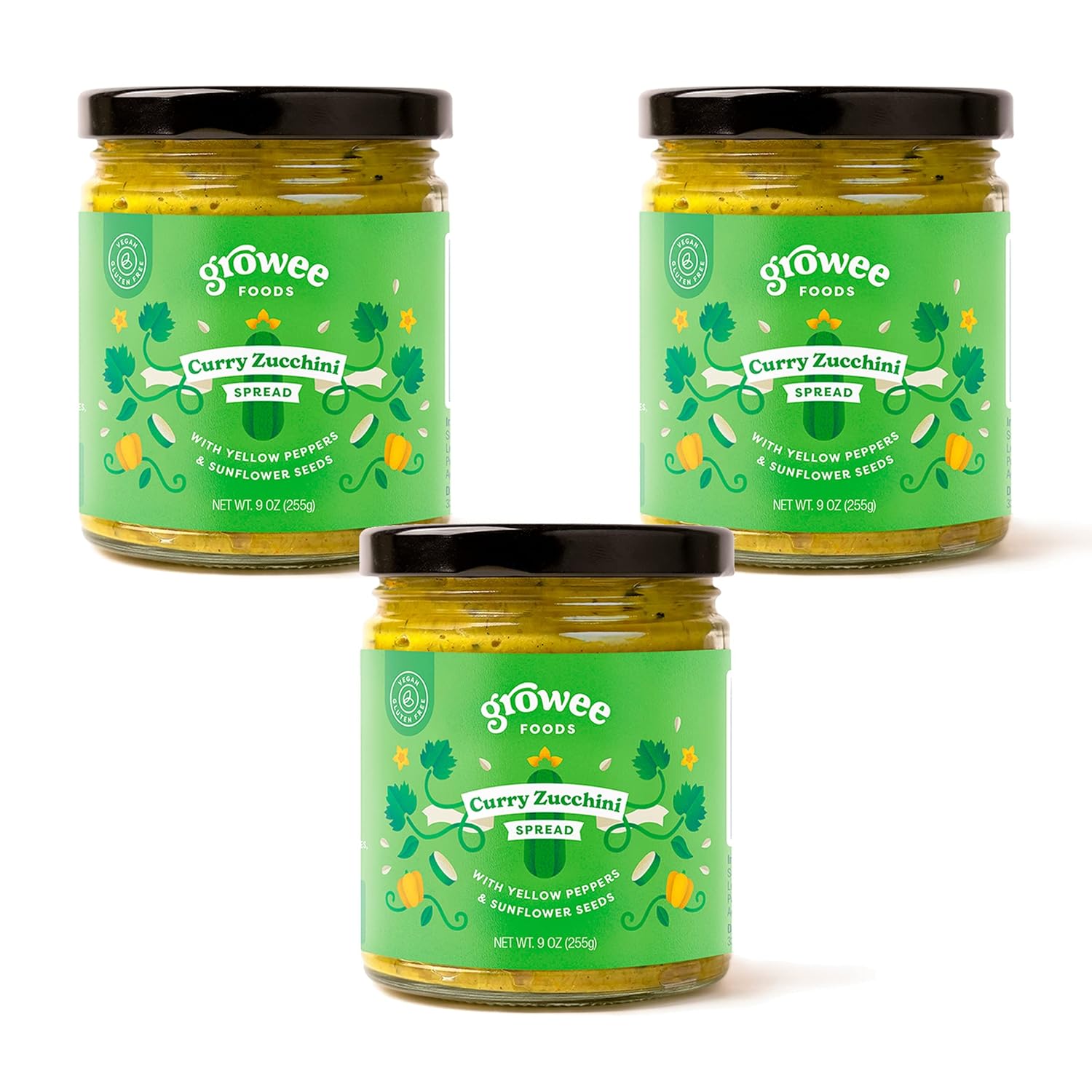 Growee Foods Vegan Curry Zucchini Spread & Dip, Gluten