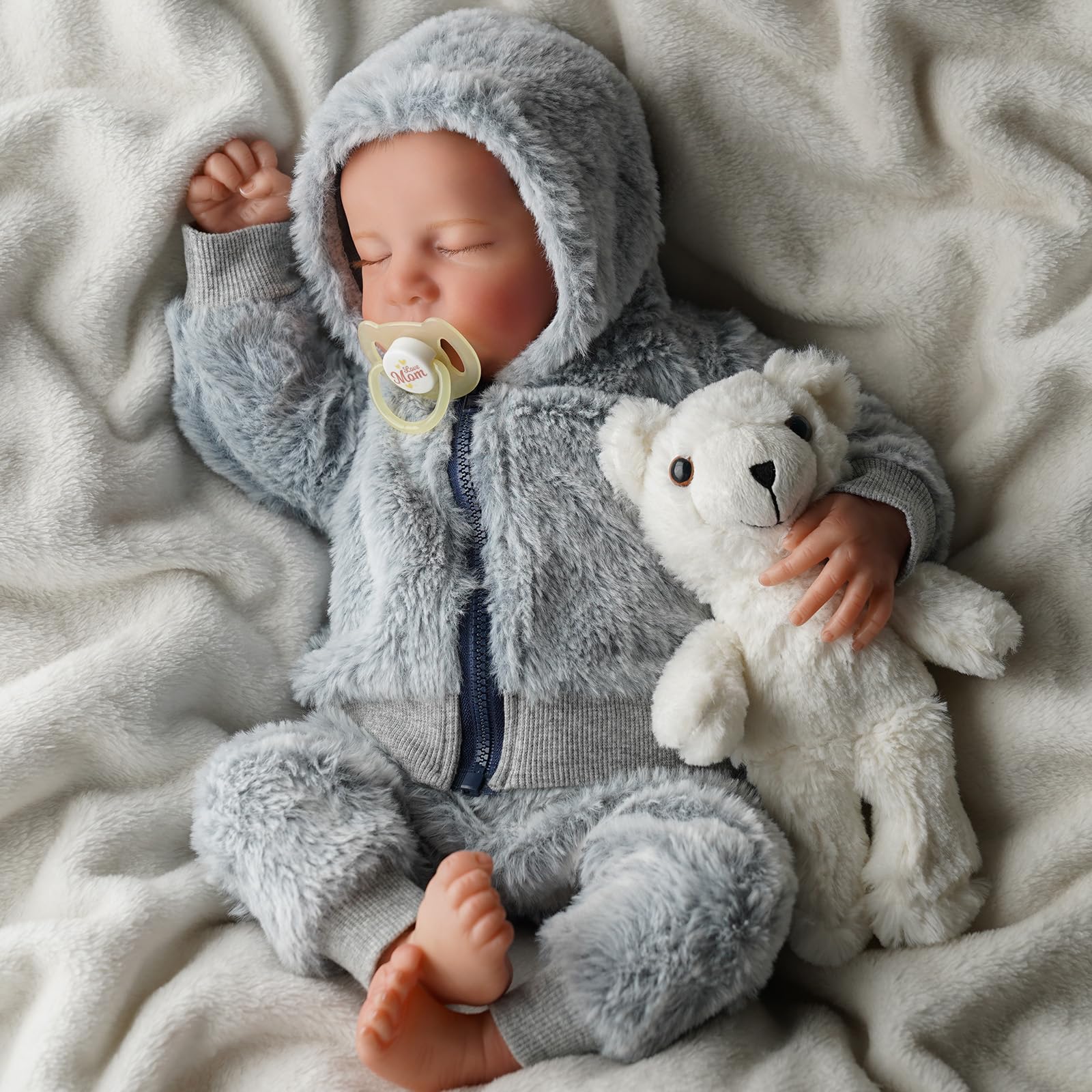 JIZHI Muñecos Reborn - 20 Pulgadas Hecho a Mano Lavable Bebe niños Cuerpo de Vinilo - Muñeca Bebes se Parece a un bebé Real (Ojos Cerrados niño)