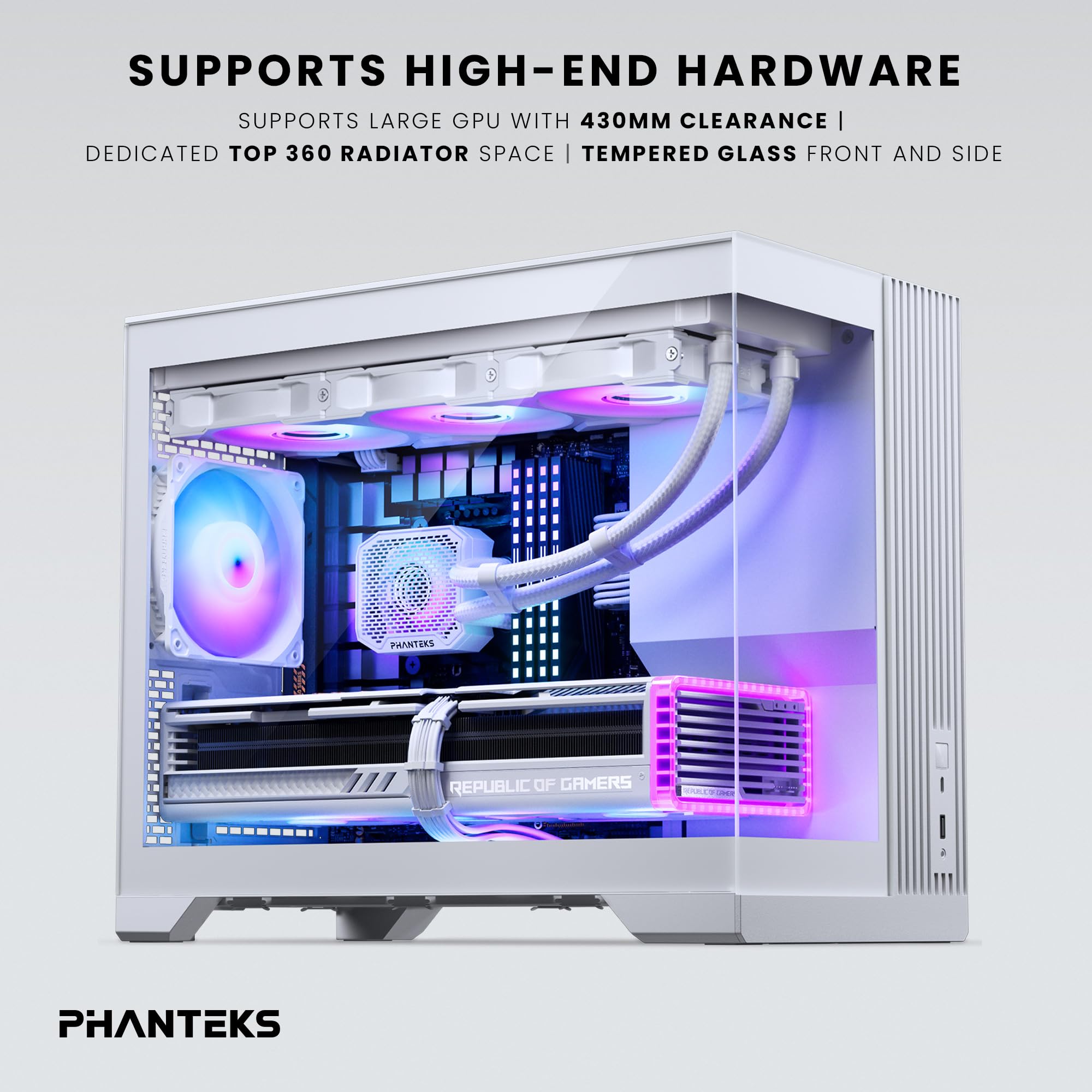 Phanteks XT V3, Case Gaming Compatto Micro-ATX, Vetro Temprato Frontale e Laterale, 3 Ventole D-RGB da 120mm incluse, Supporto Radiatore da 360mm, Bianco