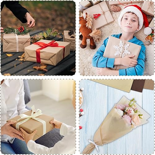 Miniatura 3 de PLULON 60 hojas de papel de seda marrón a granel, hojas de papel de seda para envolver regalos, papel de seda para embalaje, para regalos de