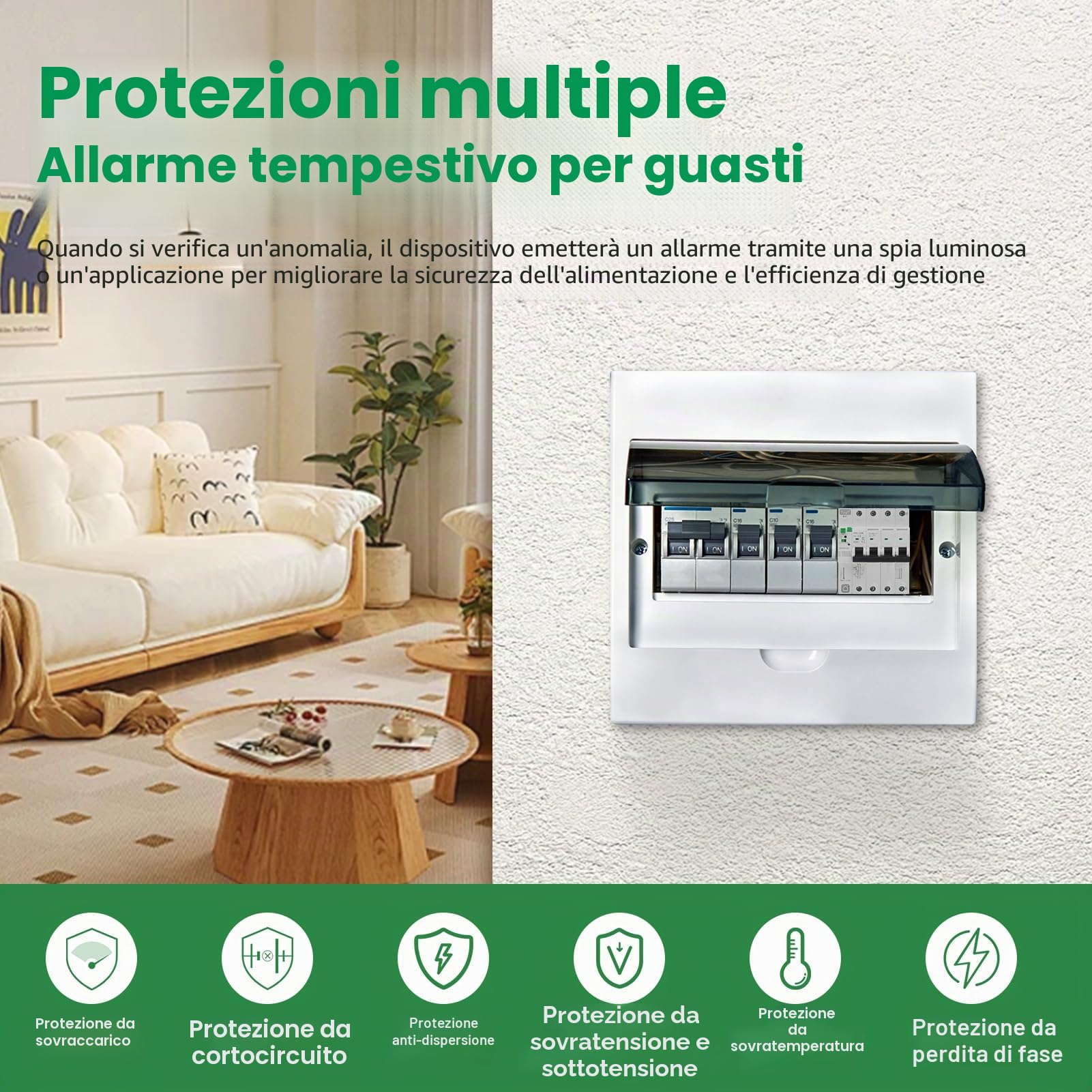 Interruttore magnetotermico differenziale wifi Salvavita 63A 4P 30ma tuya/Smart Life APP Recovery Reclosing Protezione dalle perdite richiudibile Protezione dalle perdite per sottotensione.