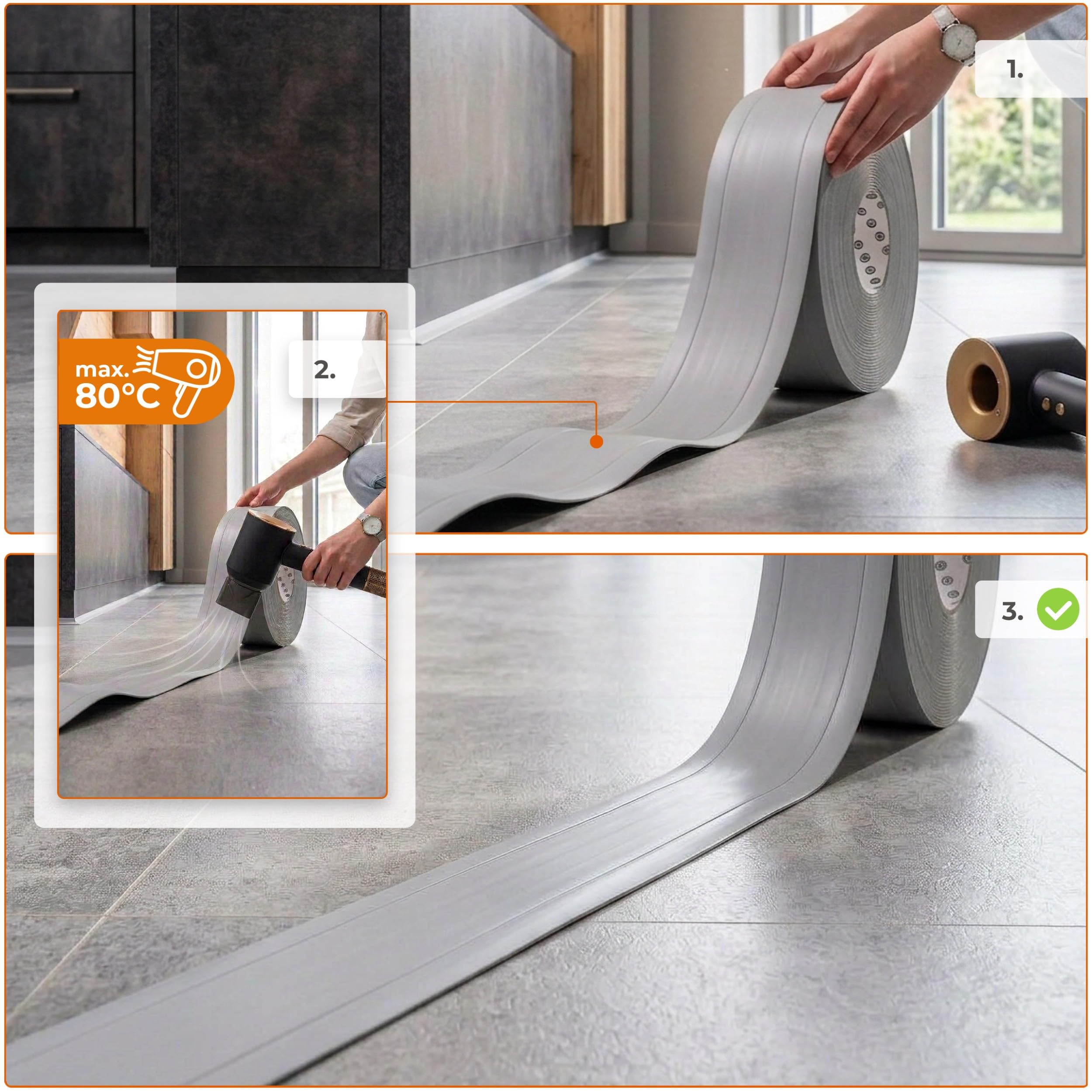 Quest Rodapié Flexible 6 en 1 PVC 95 mm Autoadhesivo - Marrón, 25 m