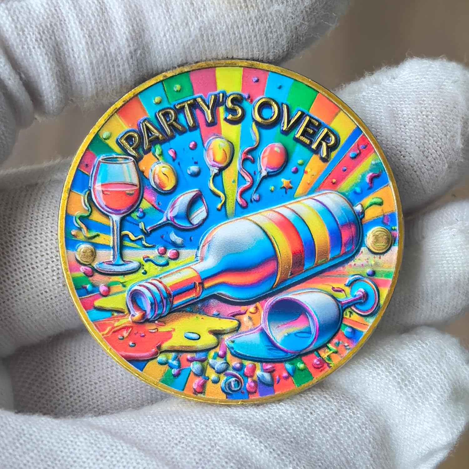 “One More Drink vs Party's Over” Night Out Decision Coin - Fun Party Dilemma Token, High Relief Enamel Zinc Alloy Collectible, for Nightlife & Social Moments image 4