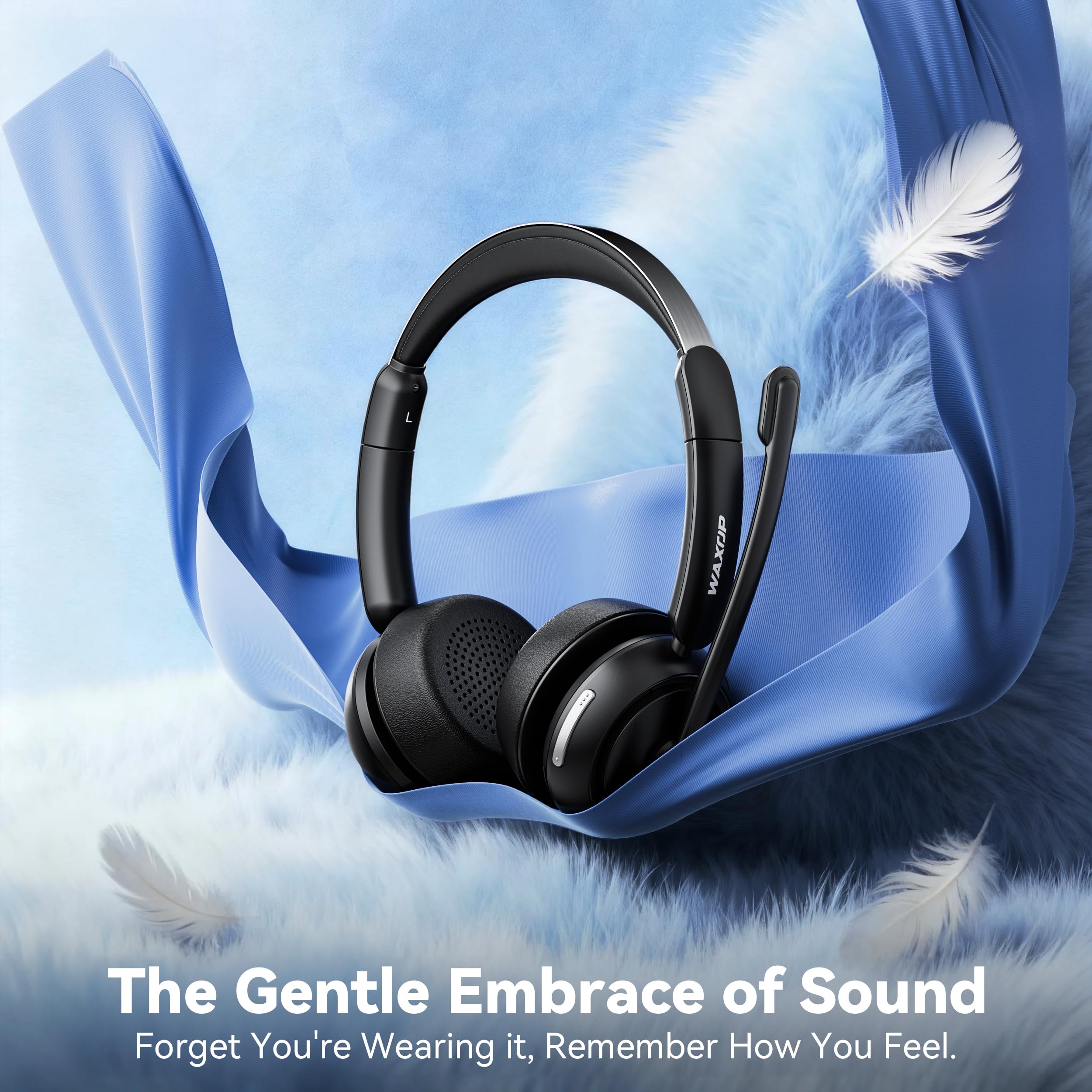 Wireless Headset with Mic for Work, Bluetooth Headset with Noise Cancelling Mic & Mute Button, Wireless Headsets with Mic for Remote Workers/Office Professionals/Call Center/PC/Laptop — view 6
