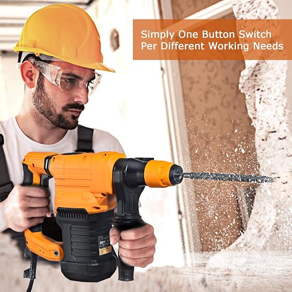 Hammer Drill 1500 W Demolition Hammer with SDS Plus and 4 Functions in 1