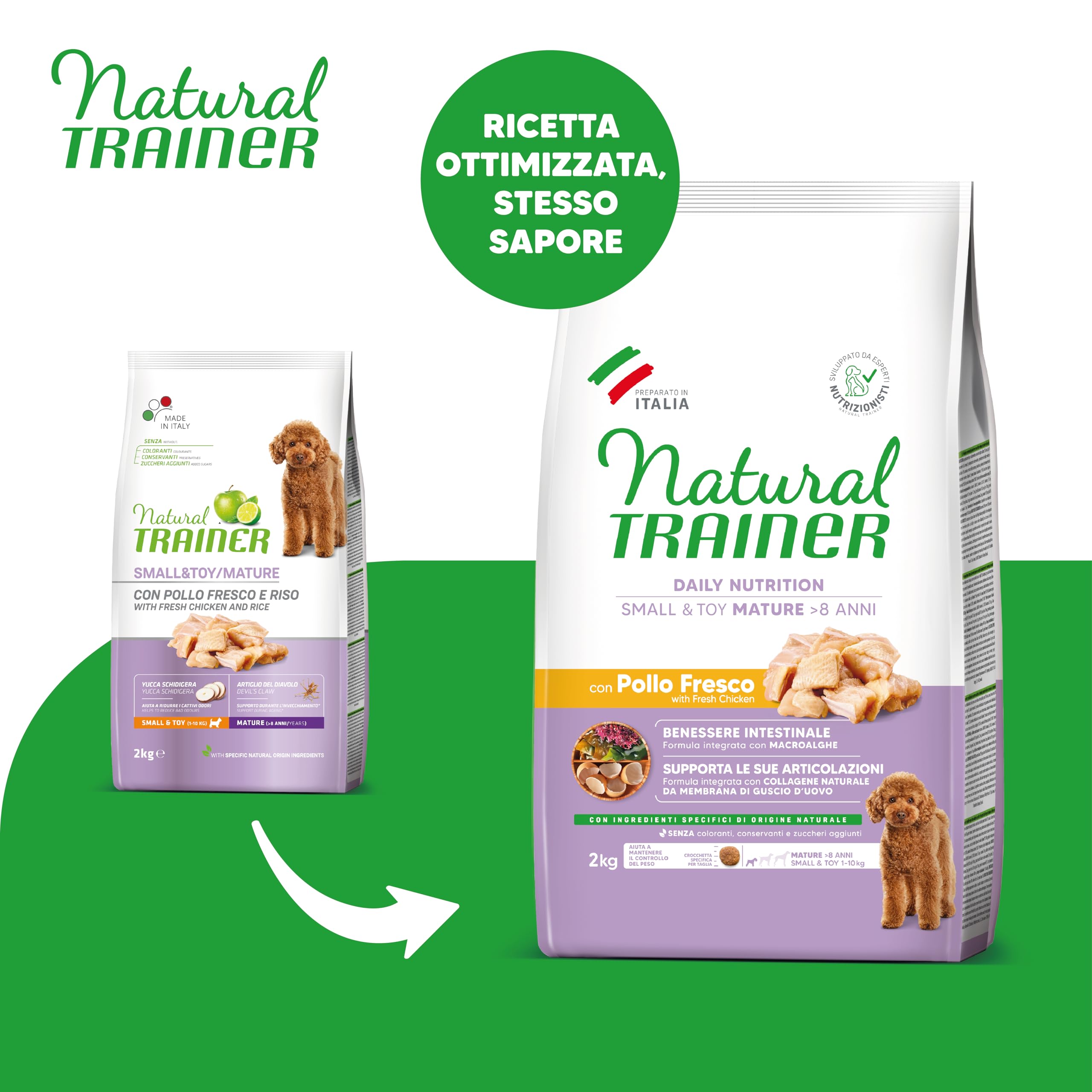 Trainer Natural Cibo per Cani Small and Toy Mature, Pollo, 2 Kg