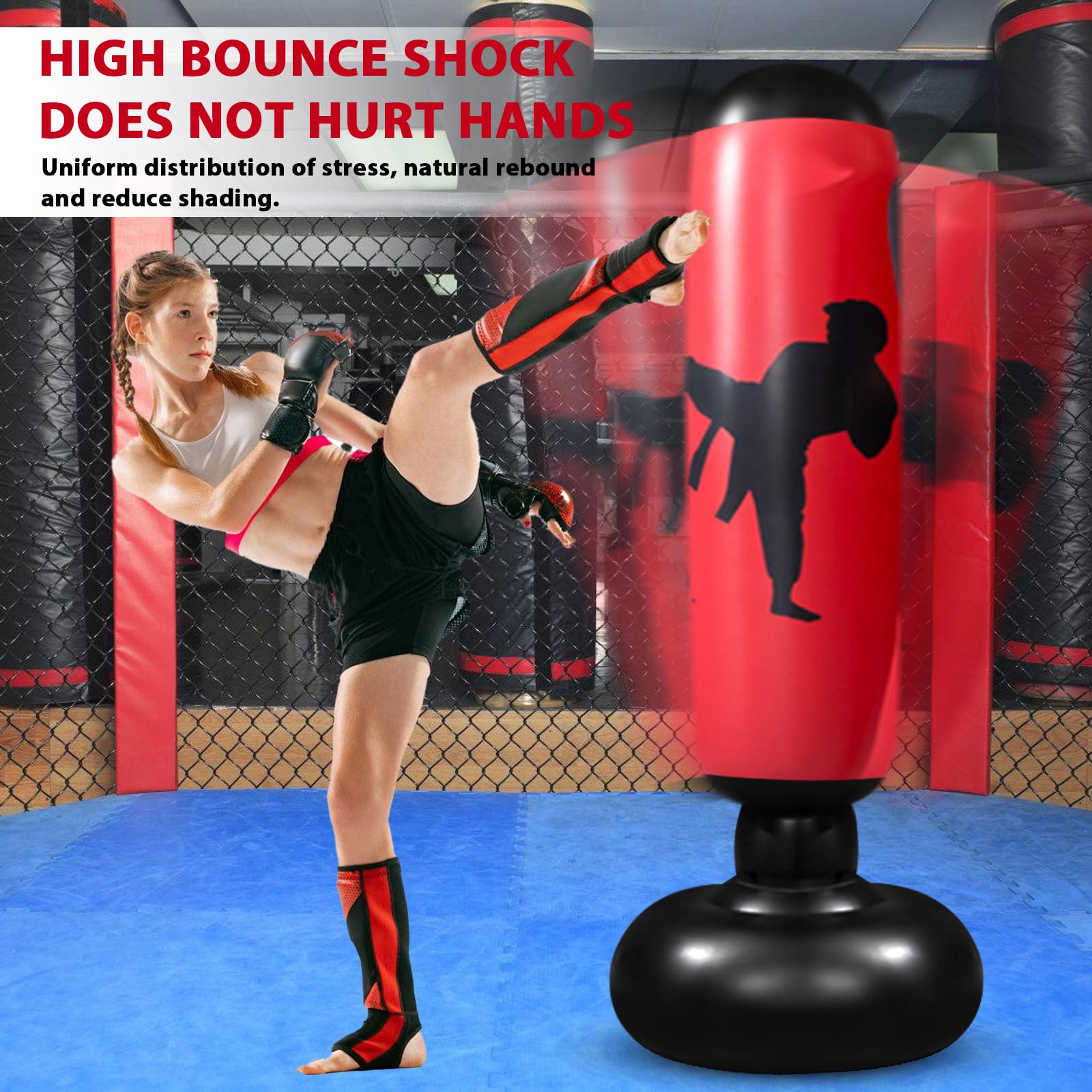 Staande bokszak voor kinderen van 3 tot 12 jaar: 160 cm bokszak voor kinderen, staande bokszak punching bag voor het oefenen van karate, kinderbokszak van Karate Taekwondo MMA om jongeren en