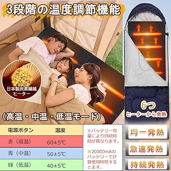 Amazon | 寝袋用発熱パッド 電熱マット USB シュラフ用 冬用 日本製