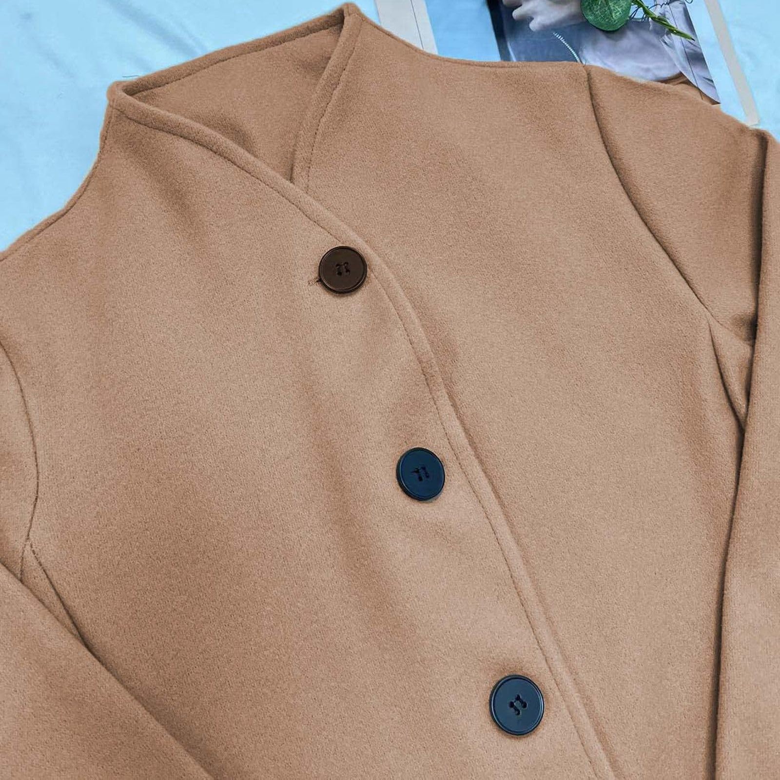 Genérico Abrigo Corto Mujer Gabardina Corta Gabardinas Elegante Ropa con Bolsillo Otoño Trench Cazadoras Casual Abrigos Entretiempo Primavera Chaqueta Paño Invierno