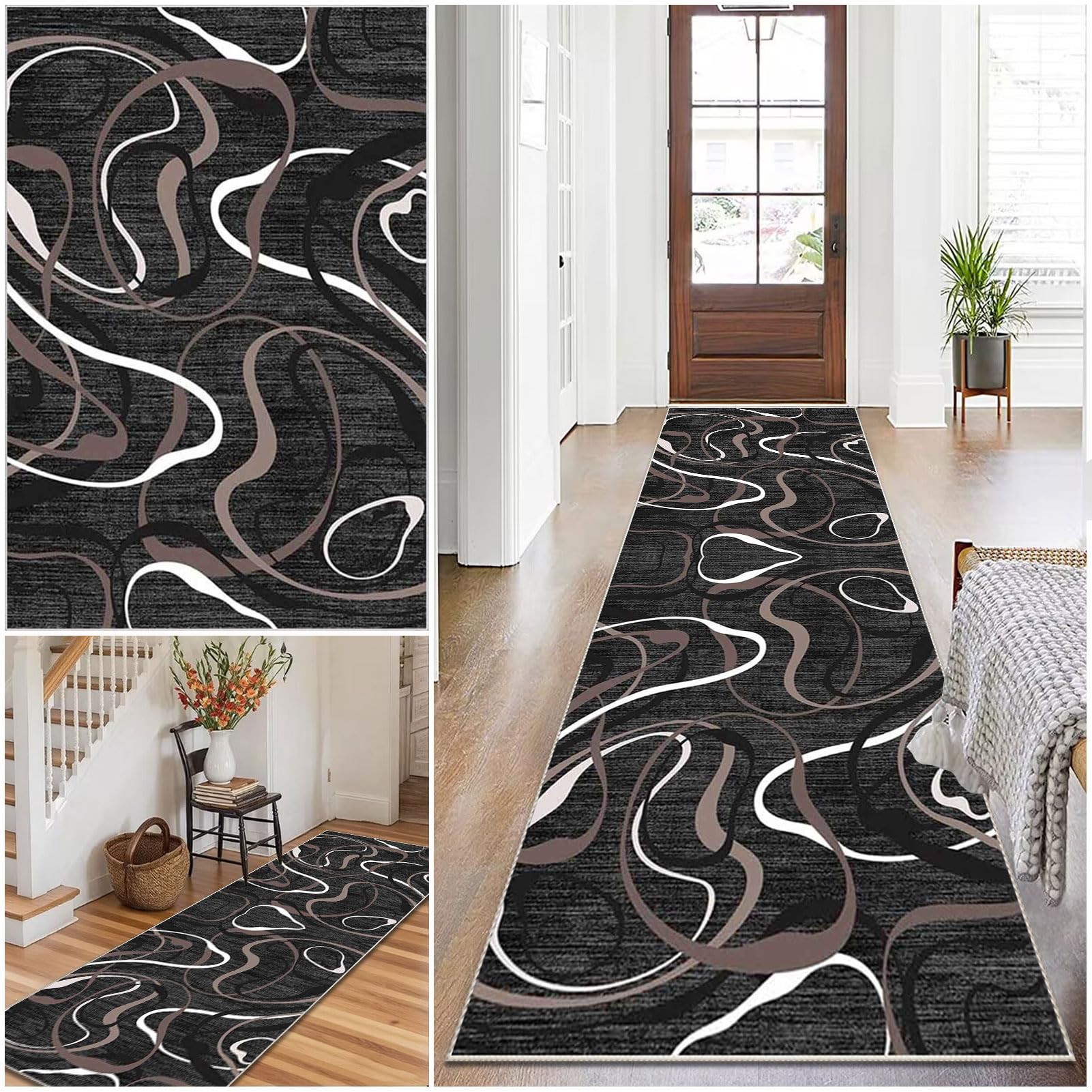 Carpet Runner for hallways Kitchen Runners Non Slip Washable Hallway Runner Long Hall Runner Kitchen Mats Rug Runners for Hallways Bedside Rugs for Bedrooms Entrance Laundry Bedroom 100 x 240 cm