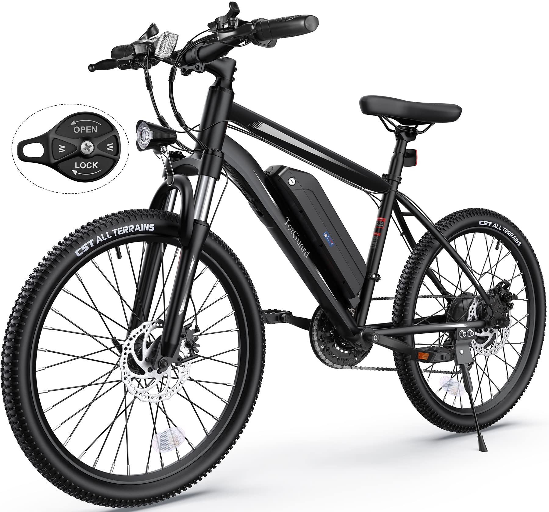TotGuard Electric Bike, Electric Bike for Adults, 26" Ebike 500W Peak Motor, 19.8MPH Electric Mountain Bike with 374.4WH Removable Battery, Up to 50 Miles, Front Suspension Fork, 21 Speeds, UL 2849