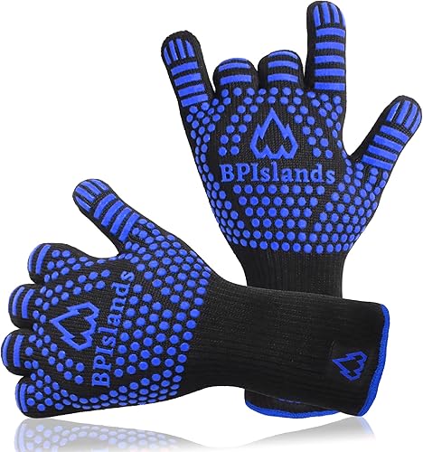 Guantes resistentes al calor para barbacoa de 1472  para hombres y mujeres, guantes de parrilla a prueba de calor extremo con silicona