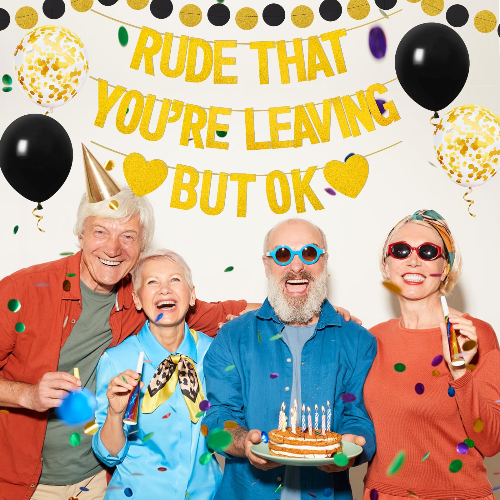 ToVii Rude That You're Leaving But OK Banner Funny Leaving Decorations for Colleagues Retirement Party Decoration Glitter Garland Balloons Banner Office Coworker Goodbye Party Leaving Job Decorations - Image 4