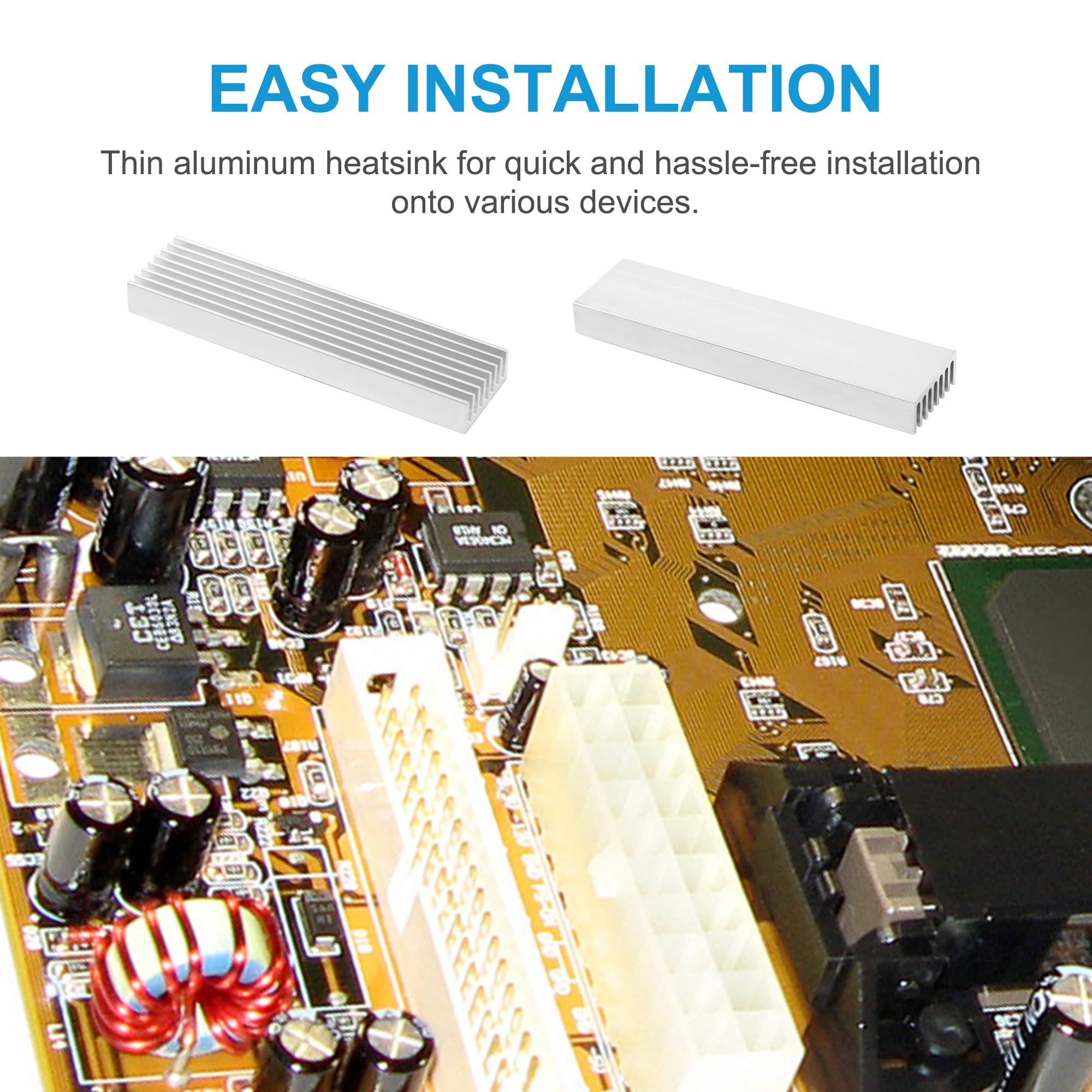 5 unidades de disipador de calor de aluminio, radiador de aluminio en tono plateado, disipador de calor de aletas de refrigeración para amplificador LED, transistor, módulo IC, 3.937 x 0.984 x 3