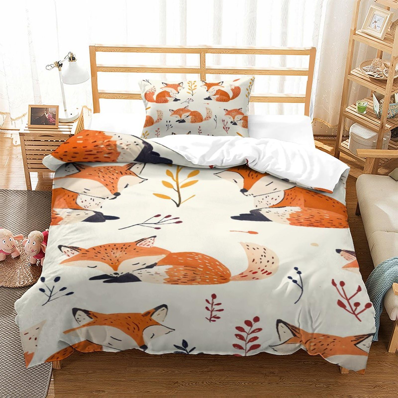 Housse de couette fox microfibre douce au fini premium pour lit simple