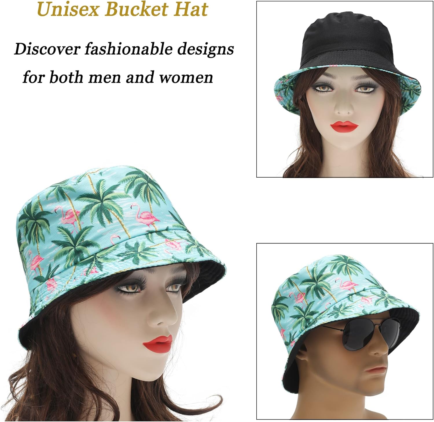 ZLYC Unisex Cute Unique Print Travel Bucket Hat Summer Fisherman Cap - Image 2