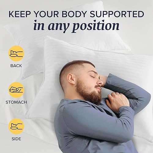 Miniatura 8 de Beckham Hotel Collection Juego de 2 almohadas de cama tamaño estándar  queen, almohada de microfibra para dormir de espalda, estómago o de lado