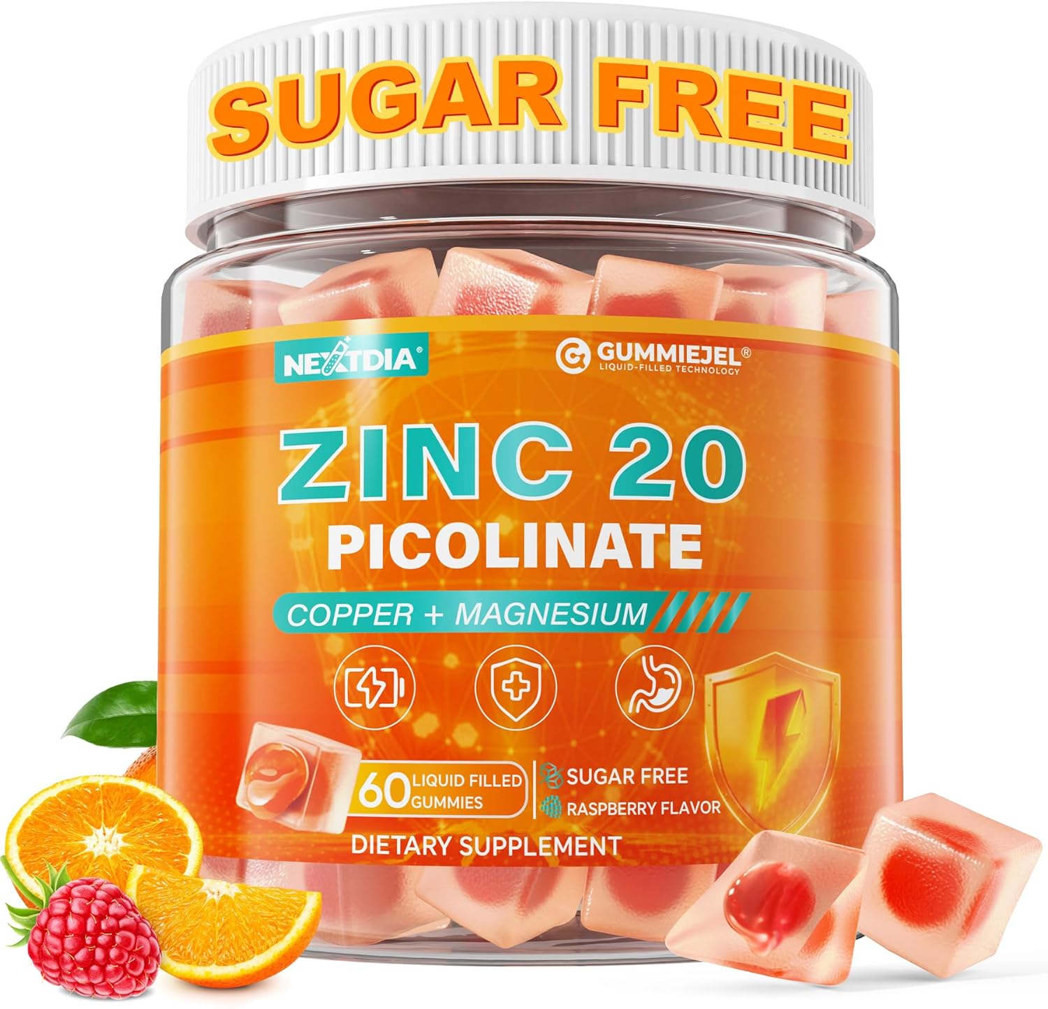 Zinc Picolinate Gummies + Copper, Magnesium, Methylated B Complex, CoQ10 for Women Men, High Absorption Chelated Zinc Copper Bisglycinate Supplements Immune Support Gummy - Sugar Free, Vegan, 60ct
