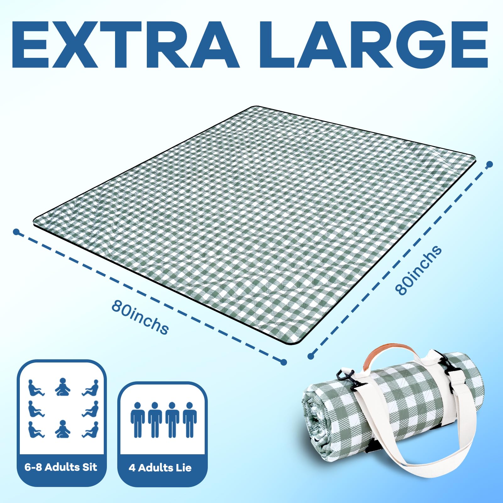 Genovega Waterproof Picnic Blanket Beach Outdoor Camping Mat Extra Large Foldable Cute Big Travel Essential Accessories Gift Park Patio Lawn Garden Grass Ground PlayMusic Festival Concert Must Have