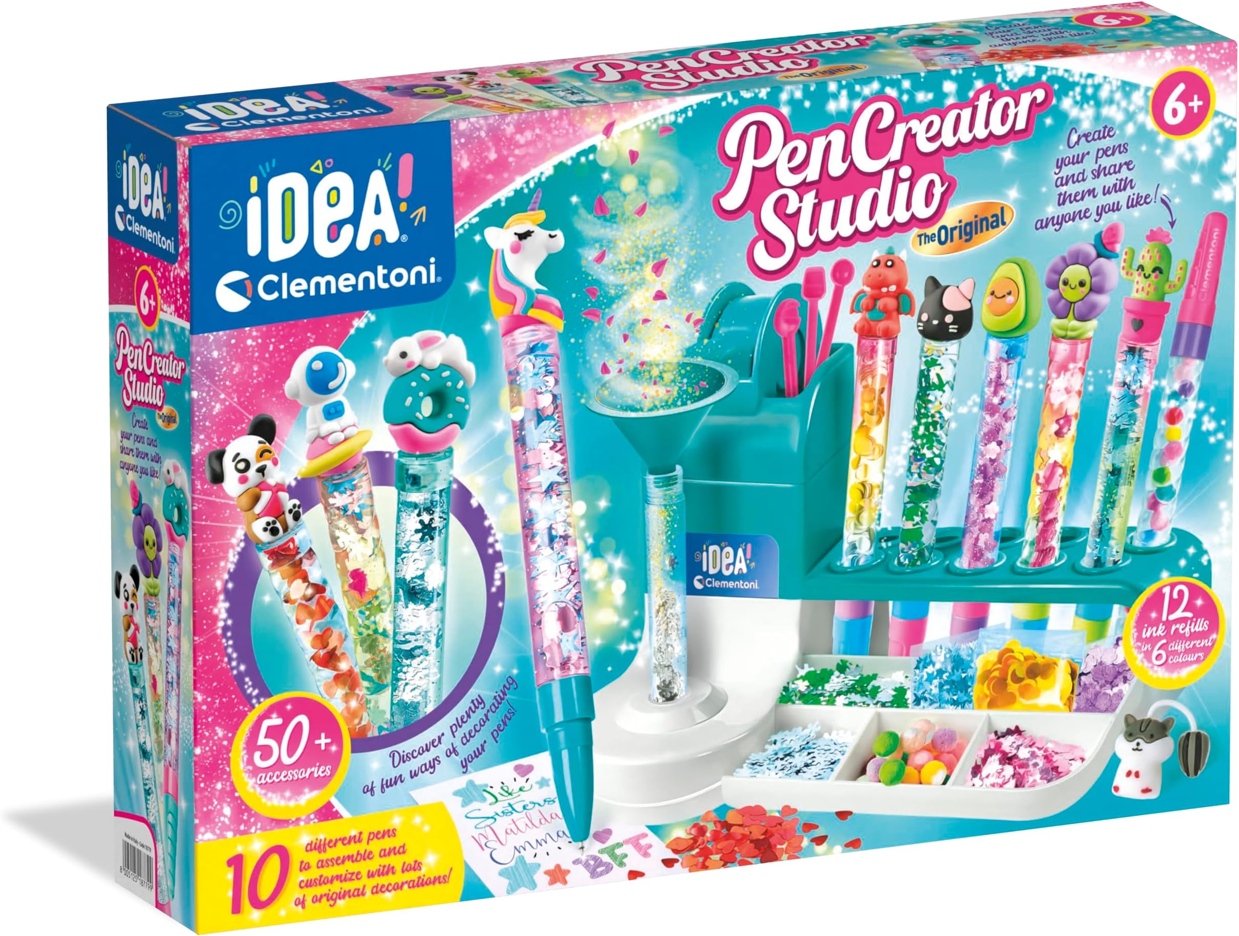Clementoni - 18779 - Idea - Pen Creator Studio - Art And Crafts, Nail For Kids, Creative Gifts For Girls 6 Year, Personalised Pen, Creative Toys, Stationary Pen Set For Kids