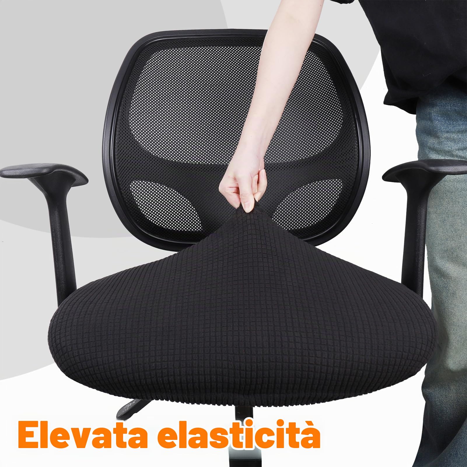 Zocipro 2Pcs Coprisedia da Ufficio Elastico, 38-50cm Fodera per Sedia Ufficio Regolabile Nero, Copertura Protettiva Rimovibile Sedie Coprisedili per Sedie da Ufficio