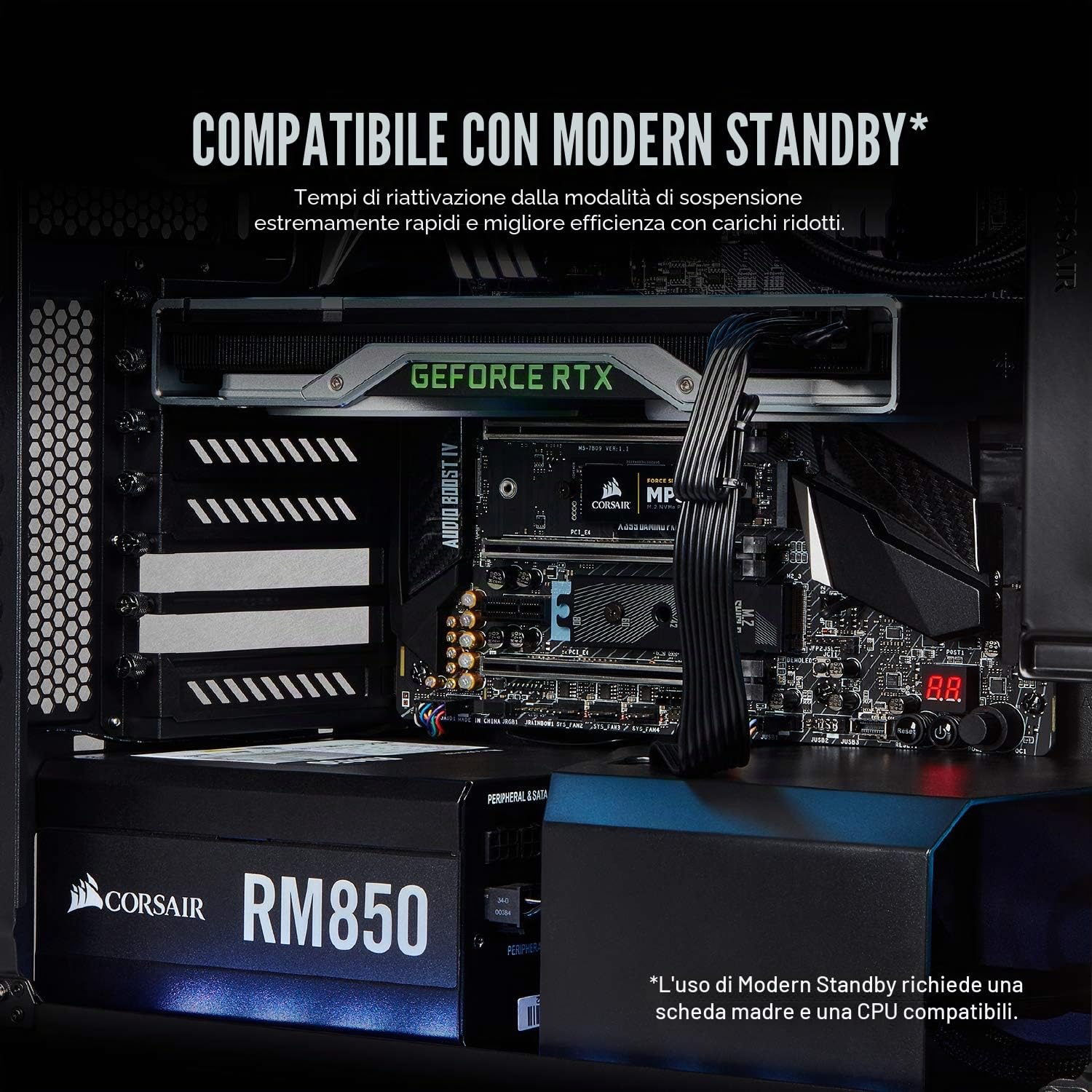 CORSAIR RM Series, RM750, 750 Watt, 80+ Gold Certified, Fully Modular Power Supply, Microsoft Modern Standby