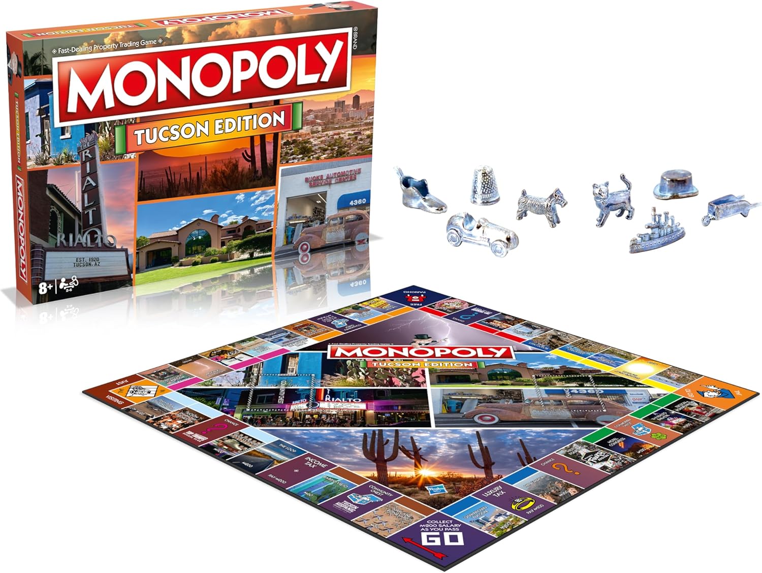 Monopoly Board Game Tucson Edition: 2-6 Players Family Board Games for Kids and Adults, Board Games for Kids 8 and up, for Kids and Adults, Ideal for Game Night