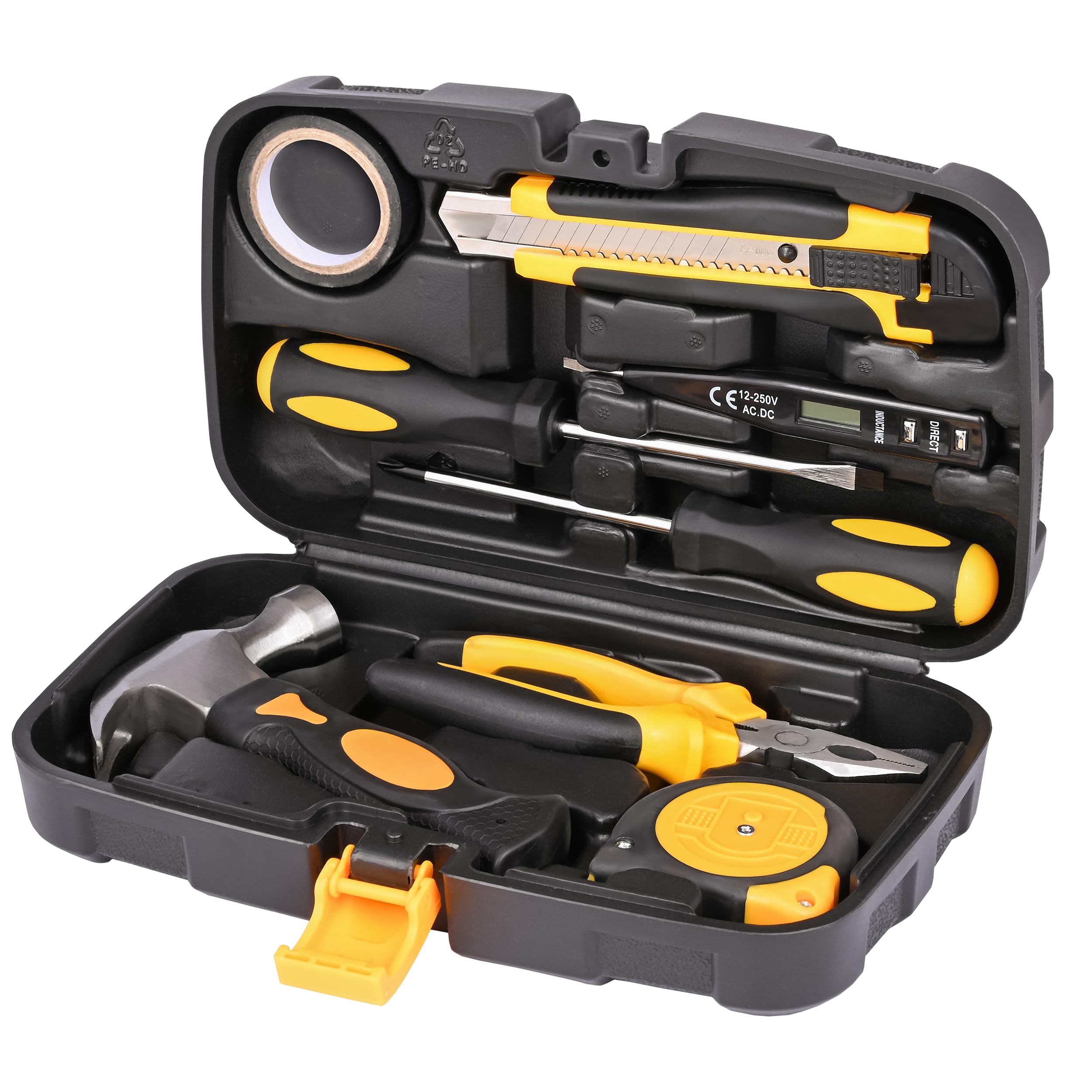 Asian Paints TruCare Hand Tool Kit (9 Pieces) for Household DIY & Emergency Maintenance | Compact & Portable set of Measuring Tape, Hammer, Plier, Insulated Tape, Digital voltage tester, Screwdrivers (B0CSFHL8GY) Amazon Price History, Amazon Price Tracker