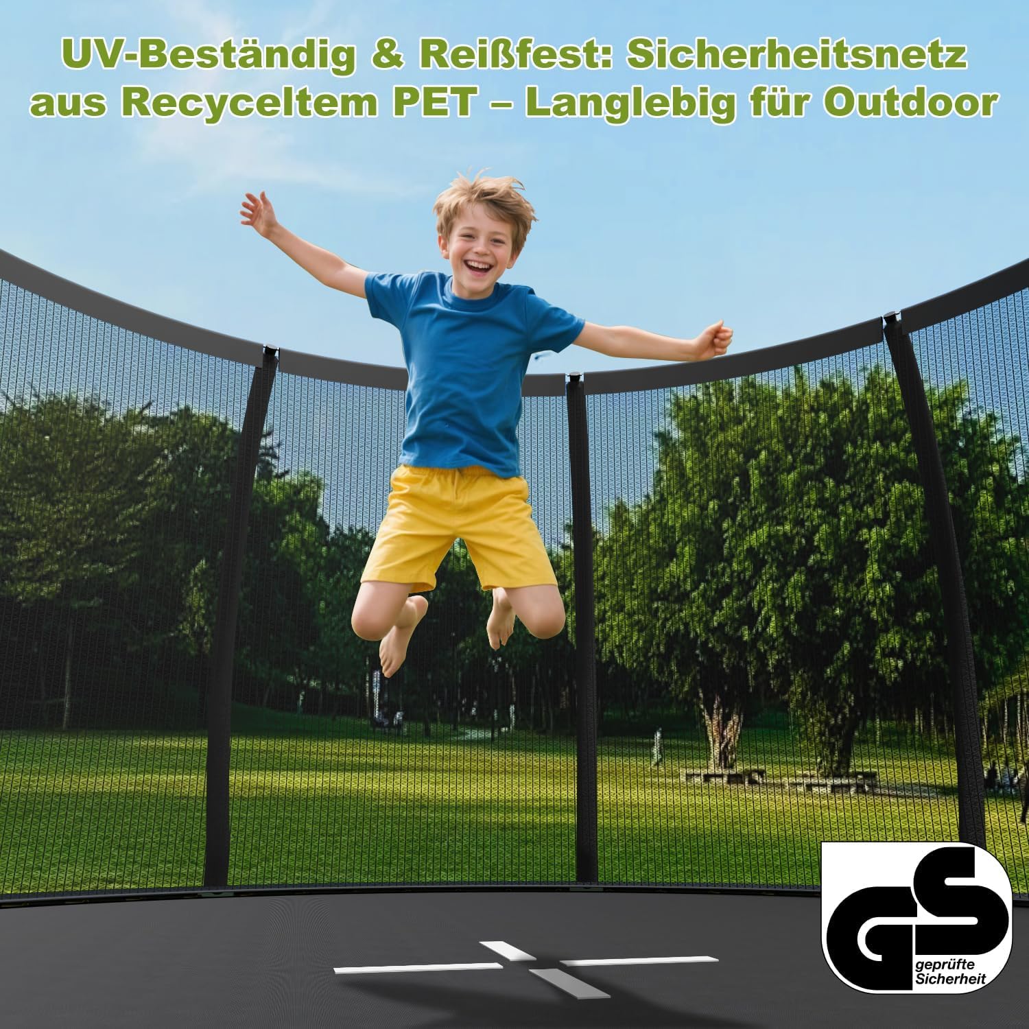 Devoko Trampolin Outdoor Ø 228/305/366/427/488 cm, GS-Zertifikat, Kindertrampolin Gartentrampolin mit Sicherheitsnetz, Rundes Riesentrampolin mit Leiter und Schuhbeutel