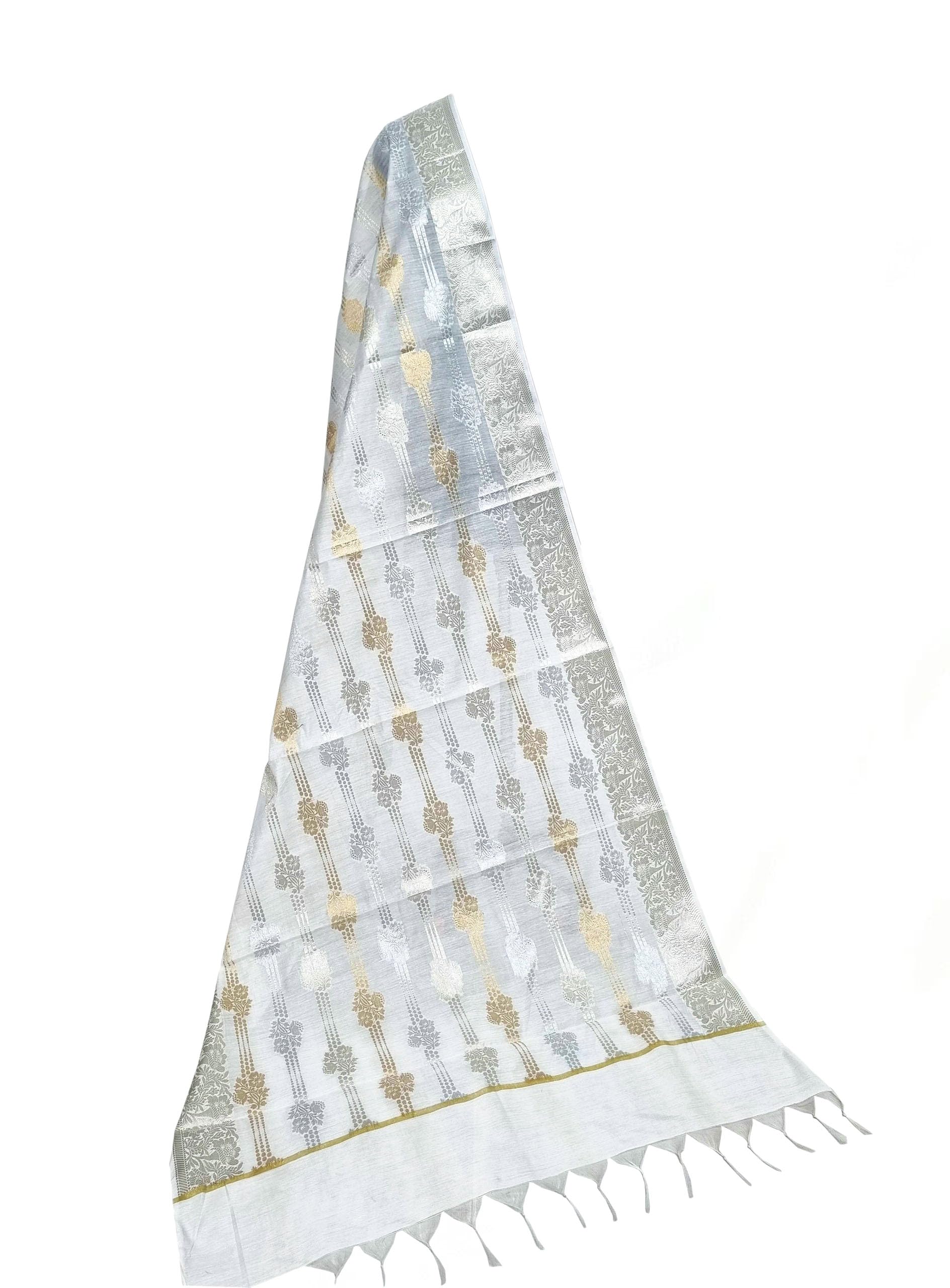 Cotton Silk Zari Woven Women jacquard Dupatta-image-35