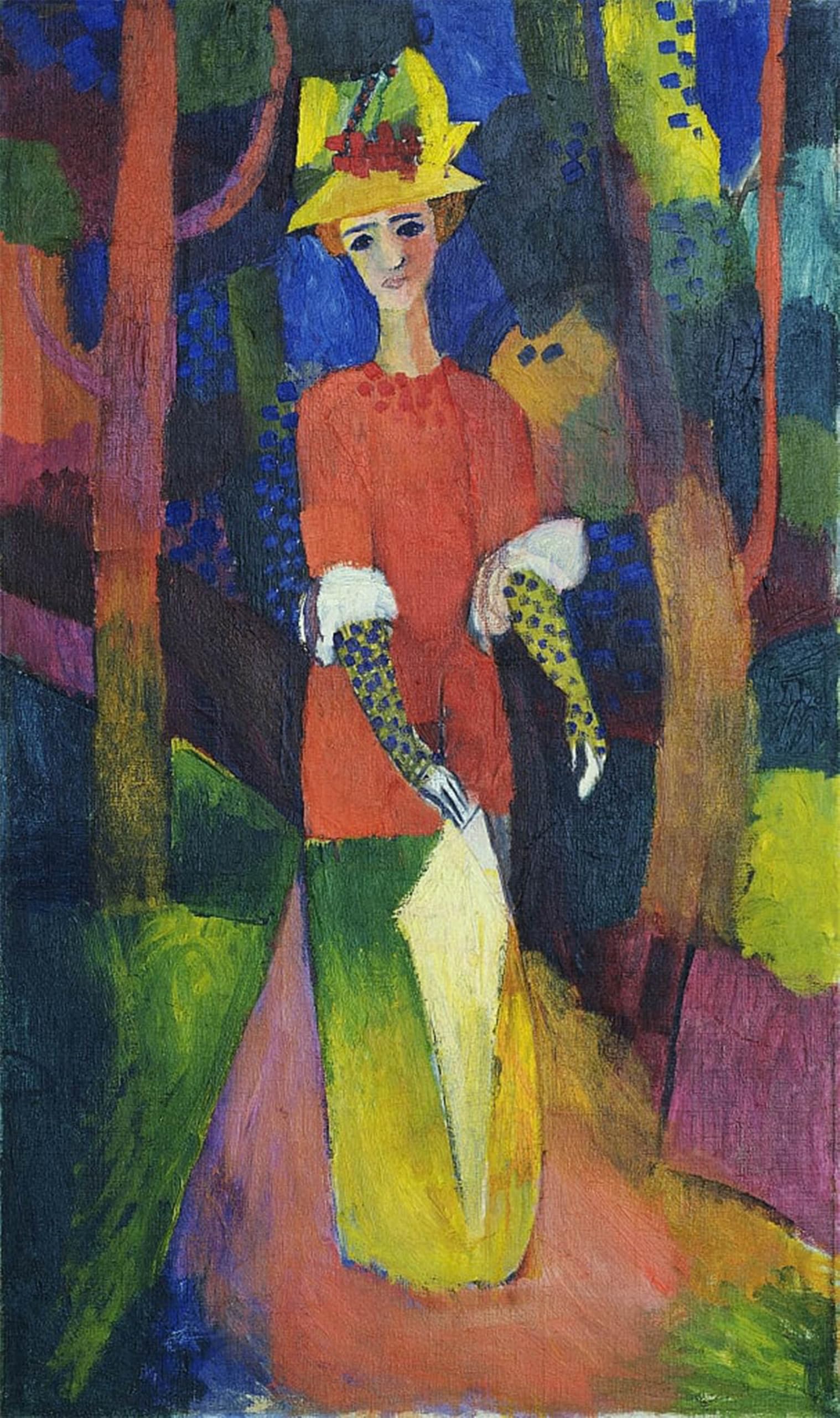 POSTERIIk Famous Animal Posters Vintage Picture Dame in Einem Park by August Macke Modern Wall Decor for Home Decor 60x90cm