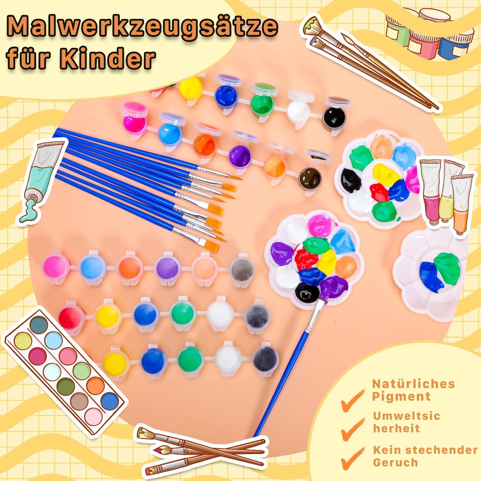 Shuttle Art Acquarelli 48, 36 Colori Acquerelli per Dipingere in tubi da 12 ml con 10 Pennelli Acqua 1 Paletta 1 Libro da Disegno, Ricchi Pigmenti Perfetto per Bambini Artisti Principianti Studenti